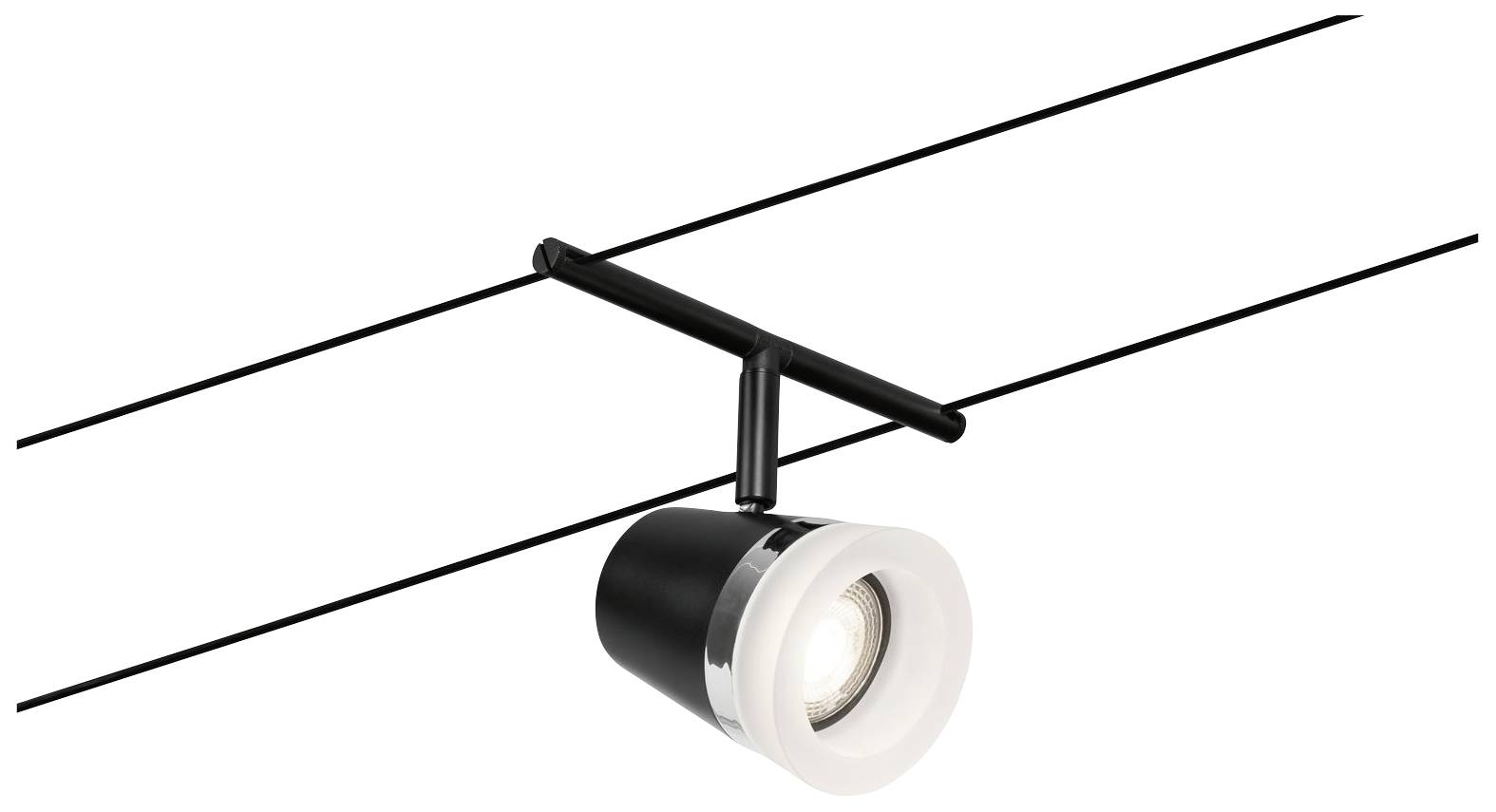 Paulmann WireDC Spot Cone Niedervolt-Seilsystem-Leuchte GU5.3 Schwarz (matt), Chrom