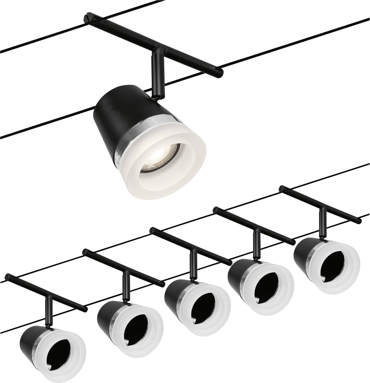 Paulmann WireDC Set Cone Seil-Basissystem GU5.3 Schwarz (matt), Chrom