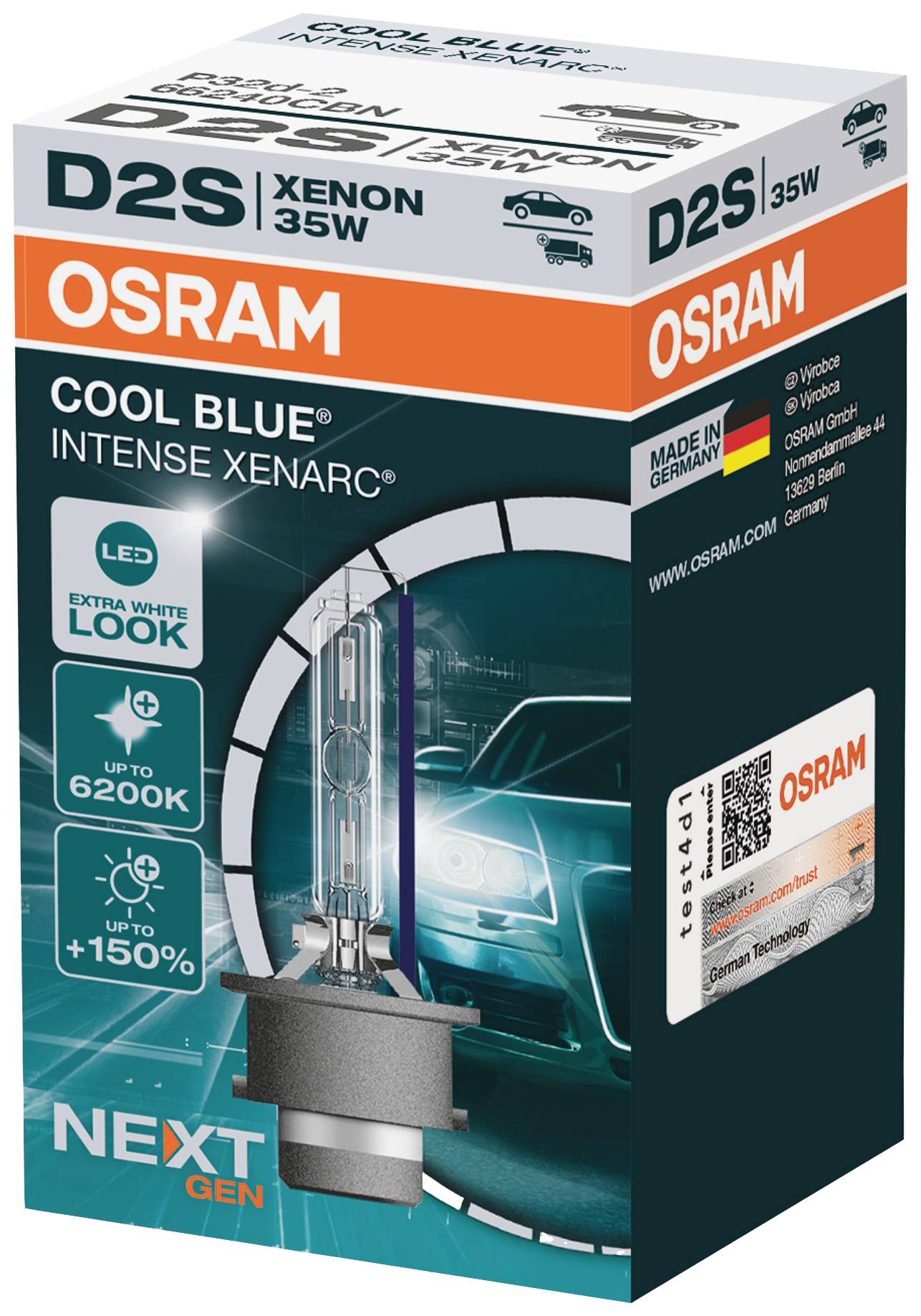 Osram Automotive 66240CBN Xenon Leuchtmittel Xenarc Cool Blue D2S 35W 85V