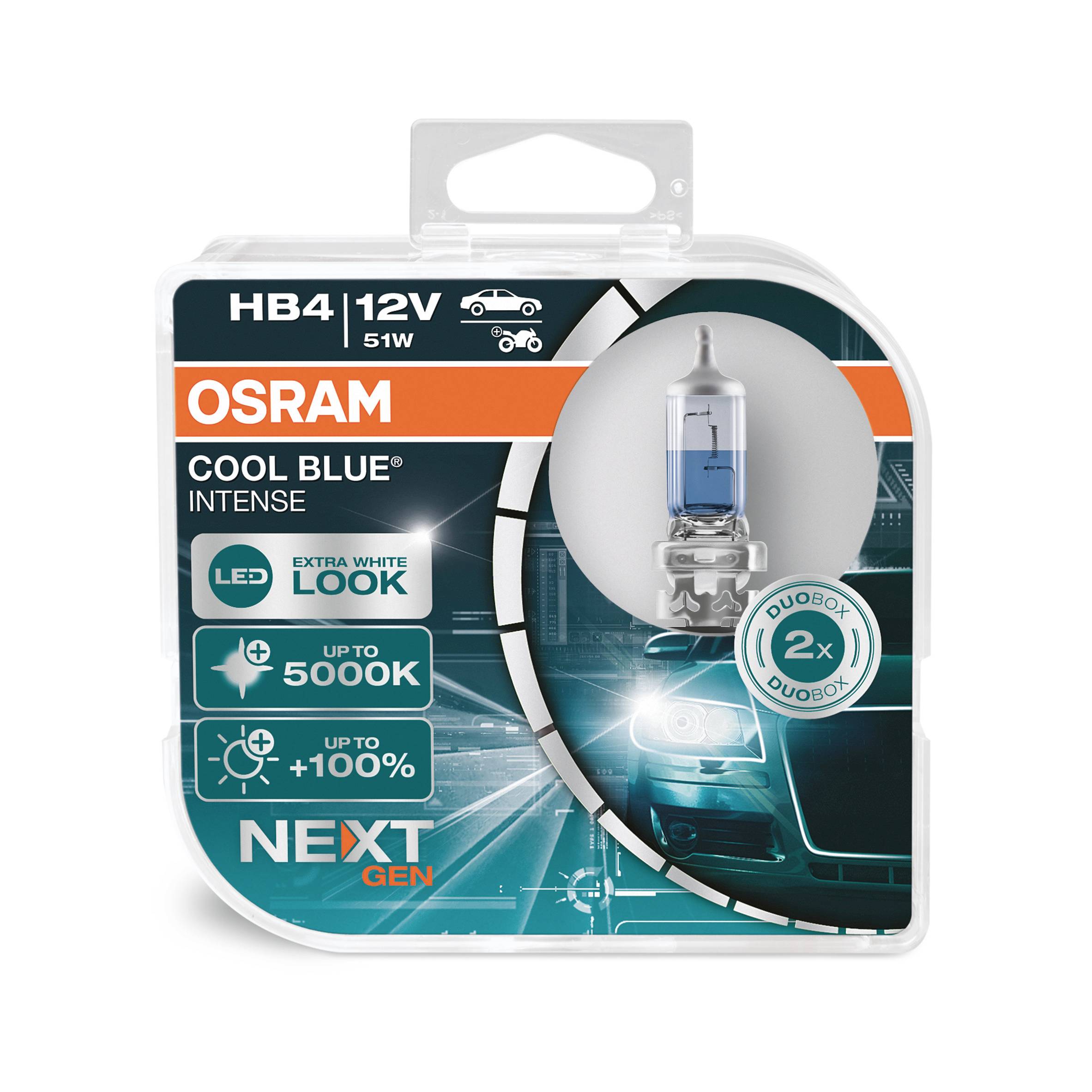Osram Automotive 4062172388306 Halogen Leuchtmittel COOL BLUE® INTENSE HB4 51W 12V