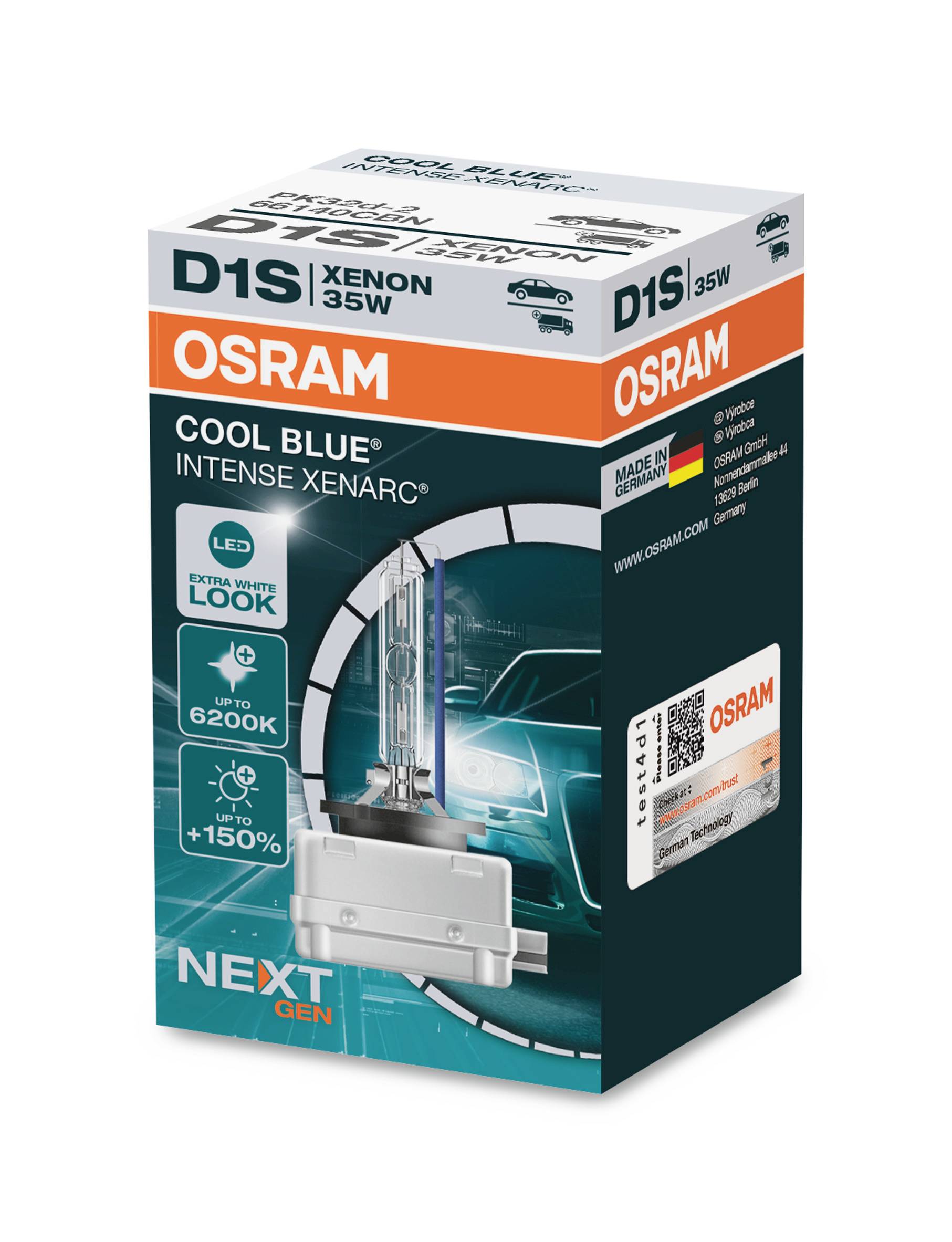 Osram Automotive 66140CBN Xenon Leuchtmittel Xenarc Cool Blue D1S 35W 85V