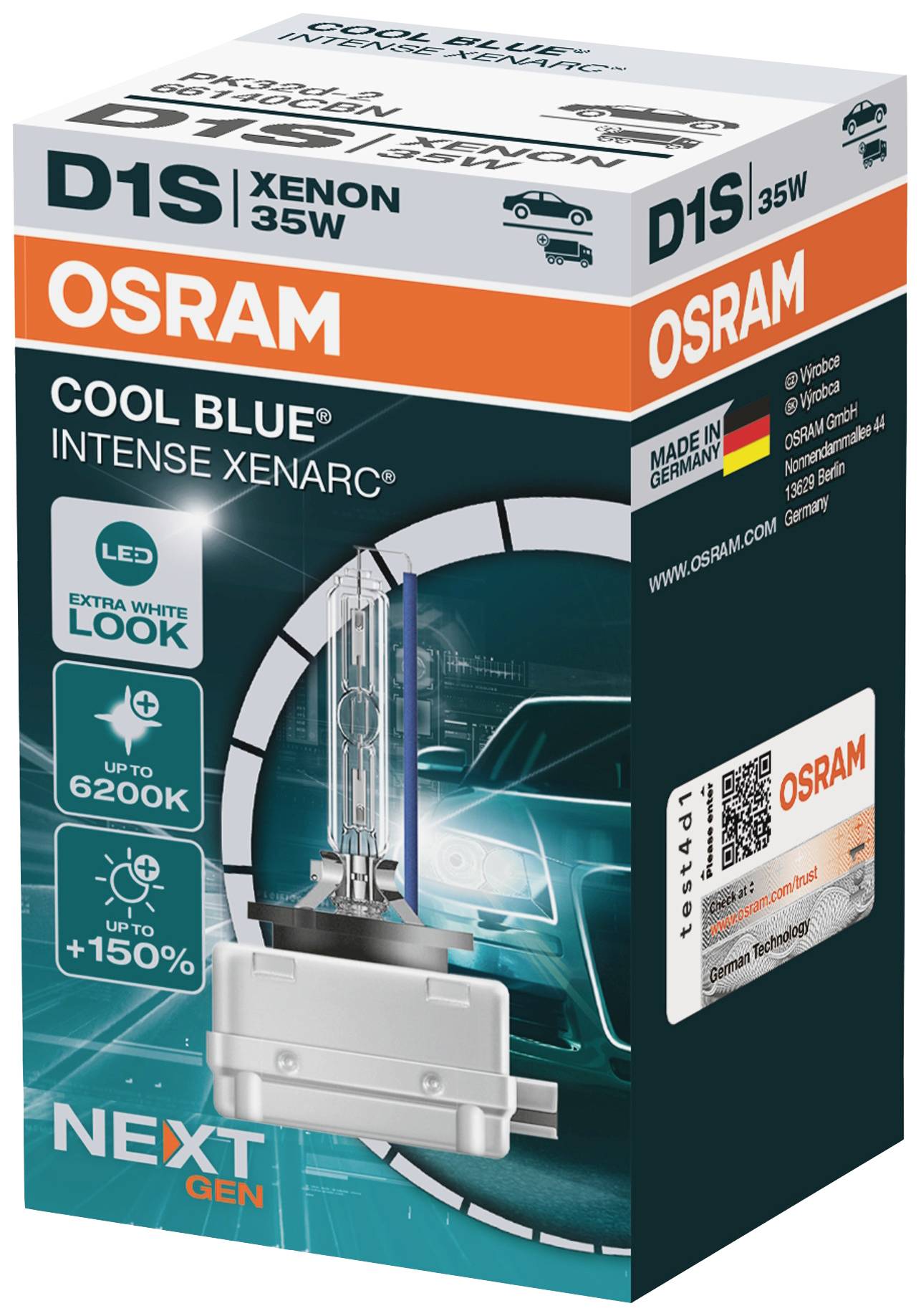 Osram Automotive 66140CBN Xenon Leuchtmittel Xenarc Cool Blue D1S 35W 85V