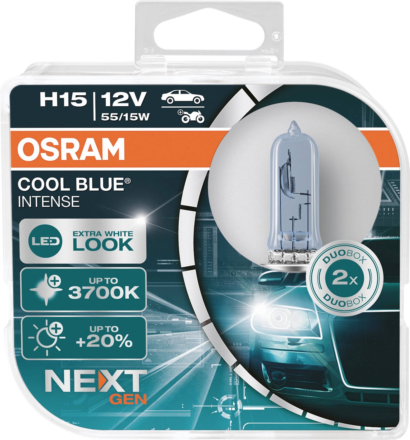 Osram Automotive 4062172387811 Halogen Leuchtmittel COOL BLUE® INTENSE H15 15/55W 12V