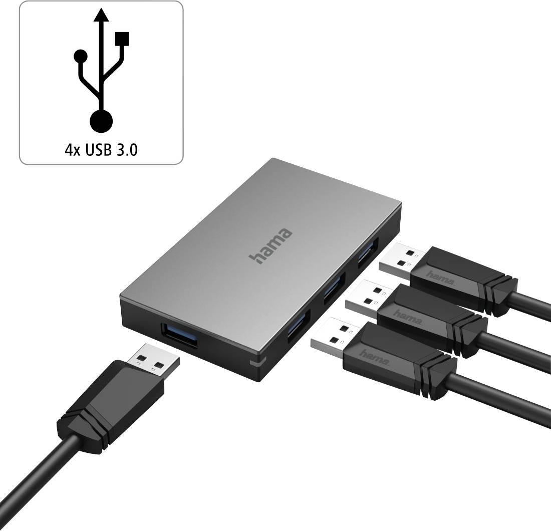 Hama 00200115 USB-Hub 4 Port USB Grau