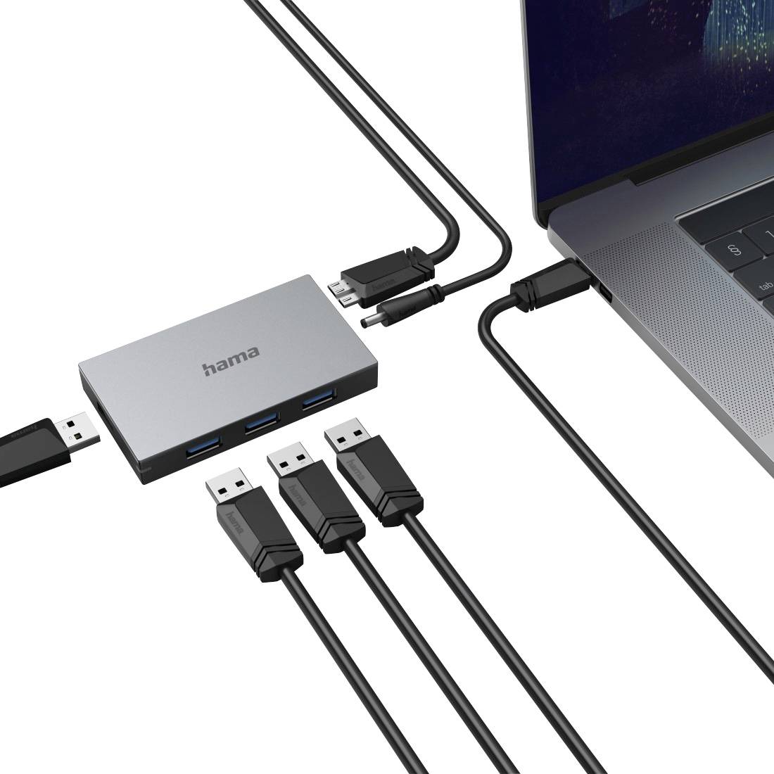 Hama 4 Port USB 3.0-Hub Grau