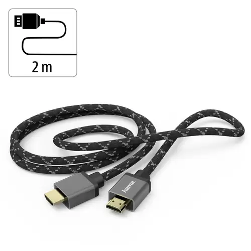 Hama HDMI Anschlusskabel HDMI-A Stecker, HDMI-A Stecker 2.00 m Grau, Schwarz 00200504 8K UHD HDMI-K Hama HDMI Anschlusskabel HDMI-A Stecker, HDMI-A Stecker 2.00 m Grau, Schwarz 00200504 8K UHD HDMI-K