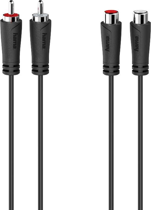 Hama 00205095 Cinch Audio Anschlusskabel [2x Cinch-Stecker - 2x Cinch-Kupplung] 5 m Schwarz