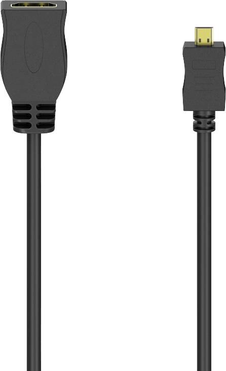 Hama 00205168 HDMI Adapterkabel [1x HDMI-Buchse - 1x HDMI-Stecker D Micro] Schwarz 10 cm