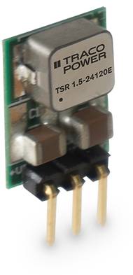 DC-DC-Wandler der Marke Traco Power mit der Modellnummer TSR 1.5-24120E. Er verfügt über drei Anschlussstifte.