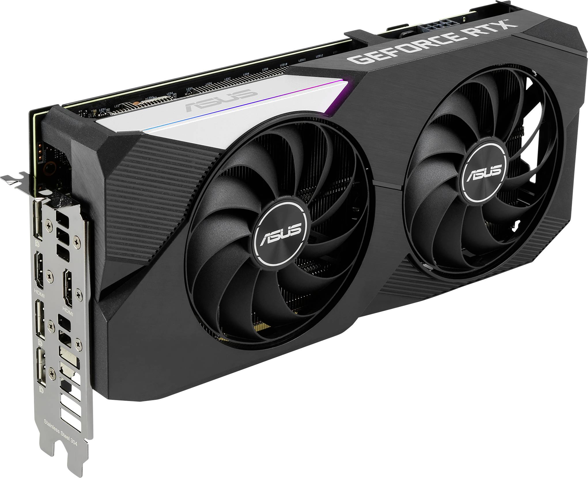 Asus Grafikkarte Nvidia GeForce RTX 3060 Ti Dual Overclocked 8 GB GDDR6-RAM PCIe HDMI®, DisplayPort RGB Beleuchtung