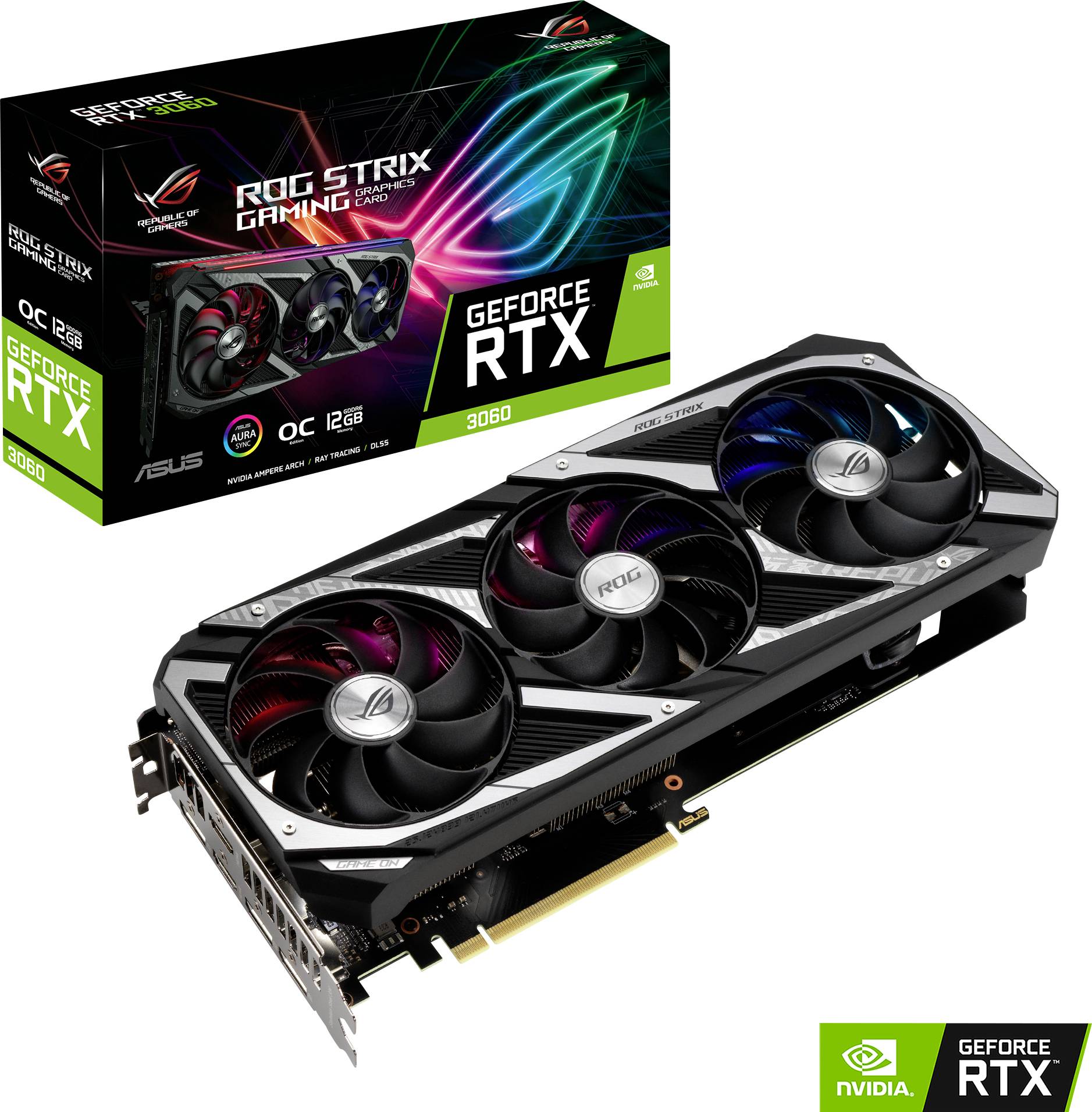 Asus Grafikkarte Nvidia GeForce RTX 3060 Strix 12 GB GDDR6-RAM PCIe HDMI®, DisplayPort RGB Beleuchtung