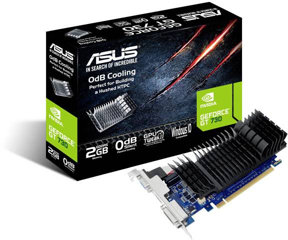 Asus Grafikkarte Nvidia GeForce GT730 2GB GDDR5-RAM PCIe HDMI®, DVI Low Profile, Passiv gekühlt