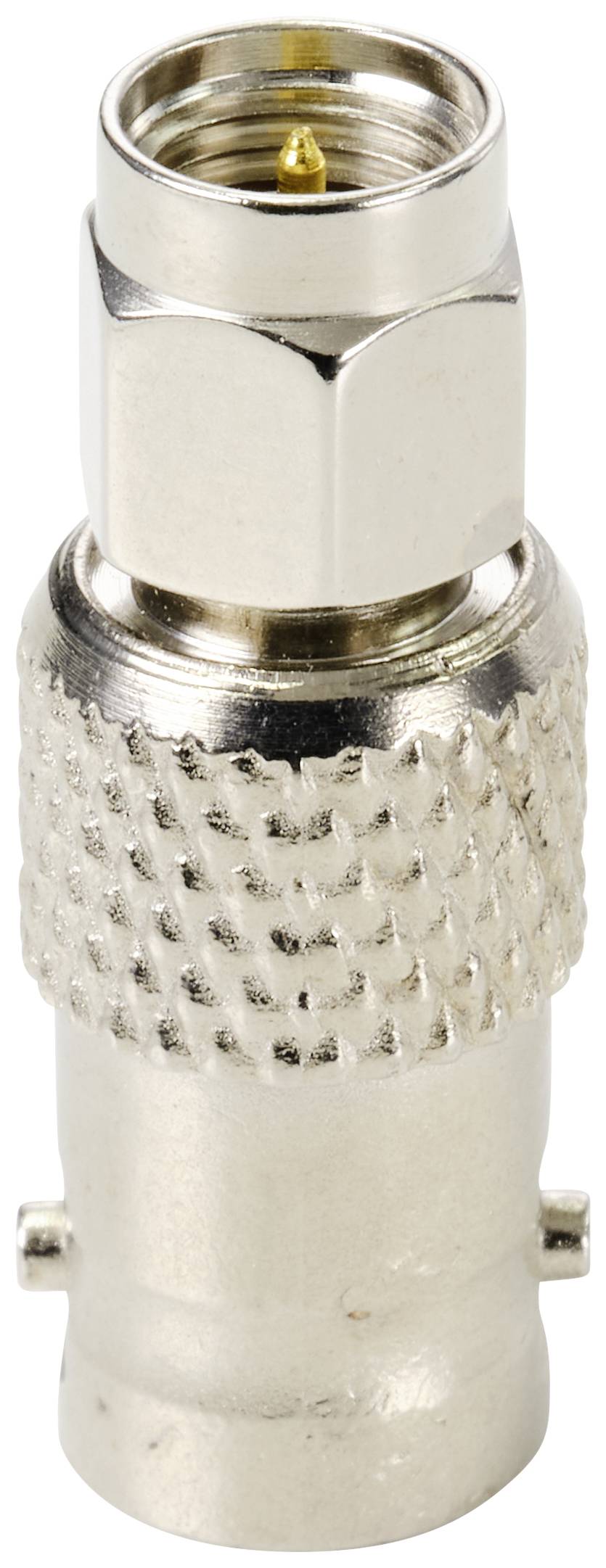 Kabelstecker auf weißem Hintergrund, zeigt die metallische Struktur und den Anschlussbereich oben.