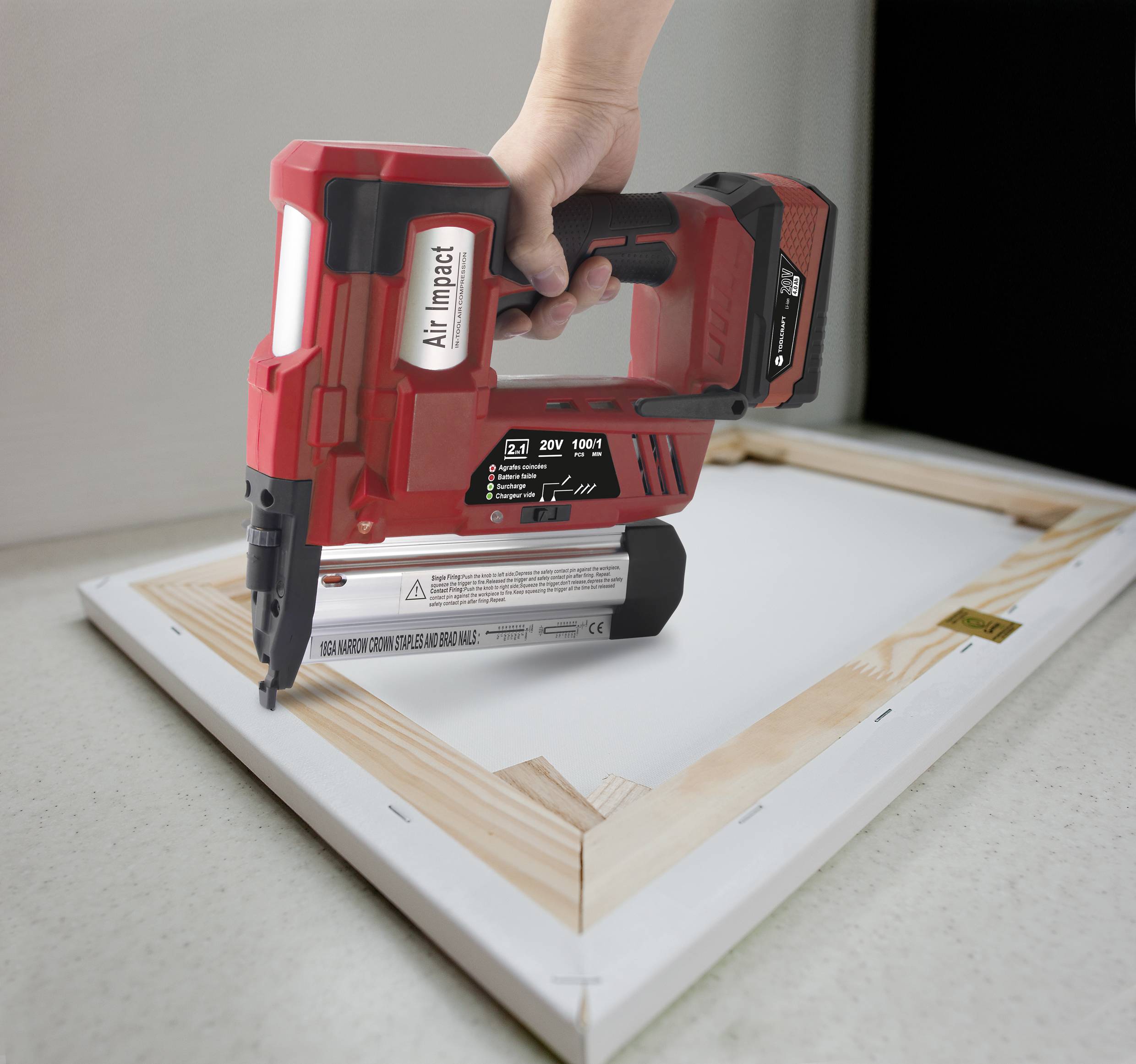 TOOLCRAFT TO-7427298 Akku-Nagler inkl. Akku-Lampe, ohne Akku, ohne Ladegerät