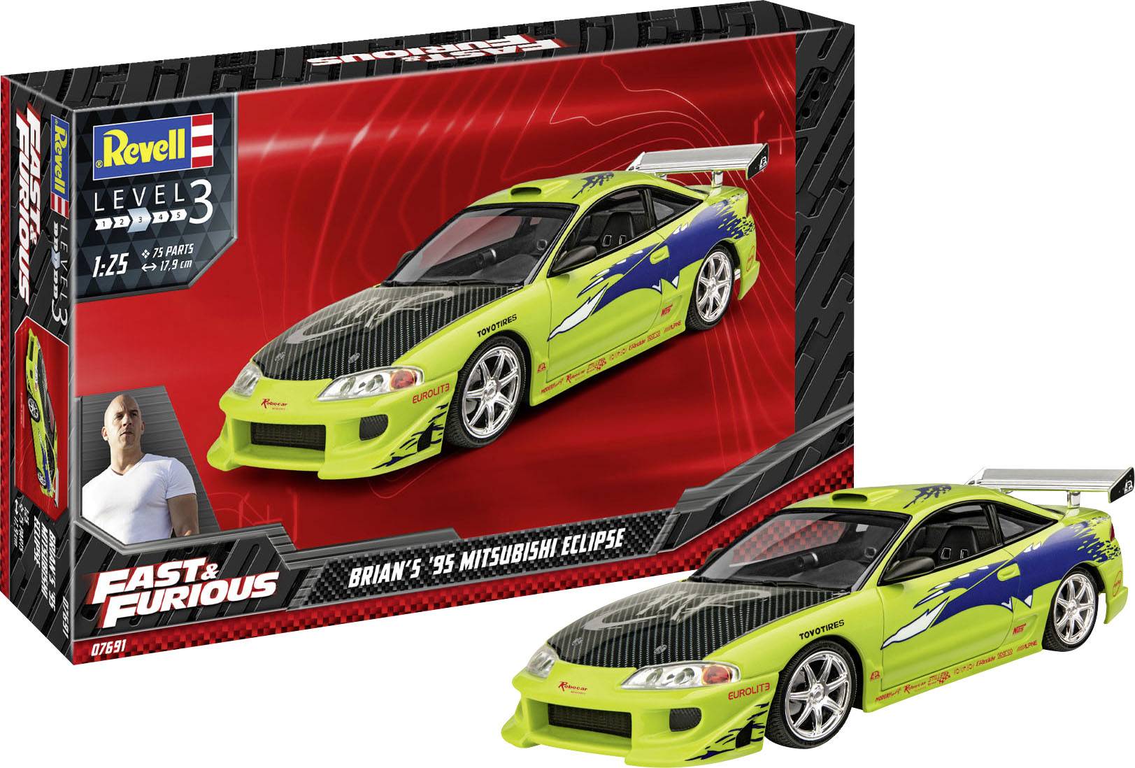 Revell RV 1:25 Fast & Furious Brian's 1995 Mitsubishi Eclipse 1:25 Modellauto