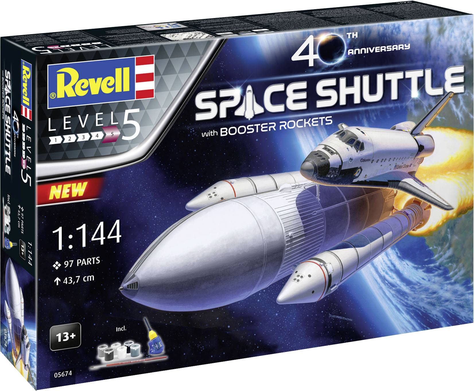 Revell 05674 RV 1:144 Geschenkset Space Shuttle& Booster Rockets, 40th. Raumfahrtmodell Bausatz 1:144