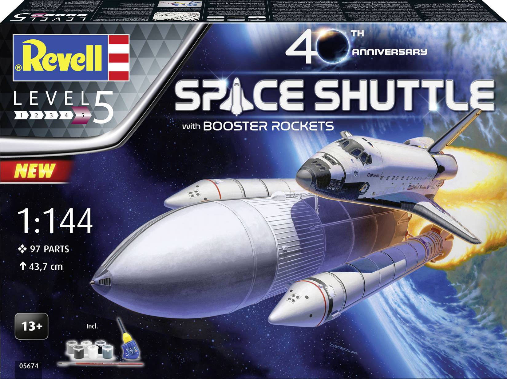 Revell 05674 RV 1:144 Geschenkset Space Shuttle& Booster Rockets, 40th. Raumfahrtmodell Bausatz 1:144