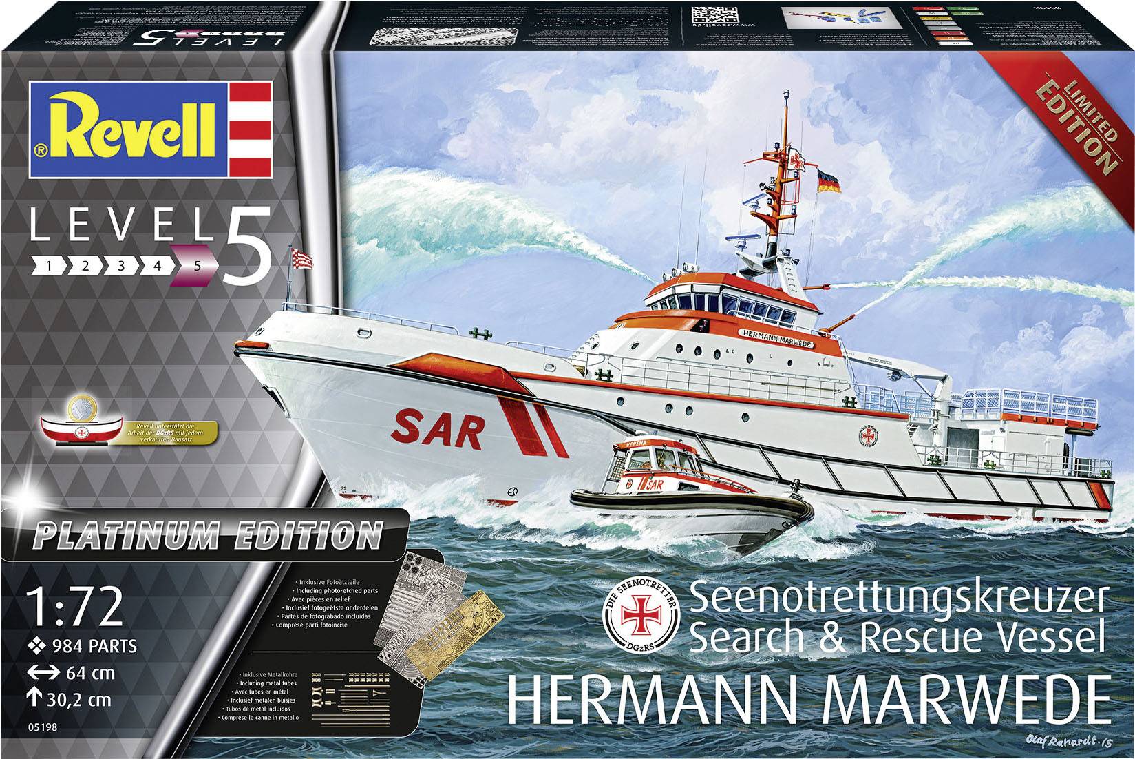 Revell 05198 RV 1:72 Search & Rescue Vessel HERMANN MARWEDE Schiffsmodell Bausatz 1:72