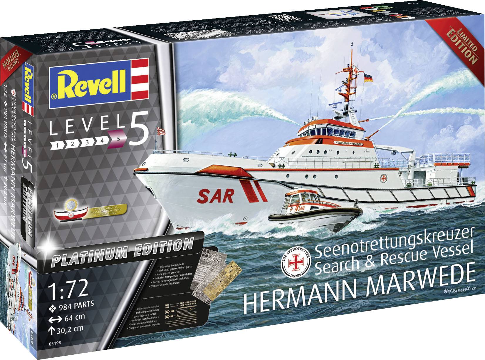 Revell 05198 RV 1:72 Search & Rescue Vessel HERMANN MARWEDE Schiffsmodell Bausatz 1:72