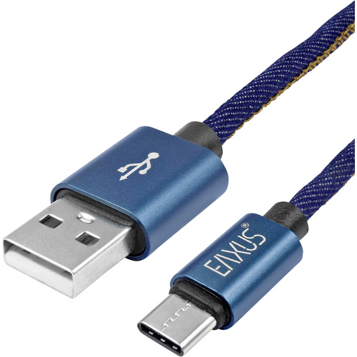Eaxus USB-Ladekabel USB-A Stecker, USB-C® Stecker 1.00 m Blau 4260183016106