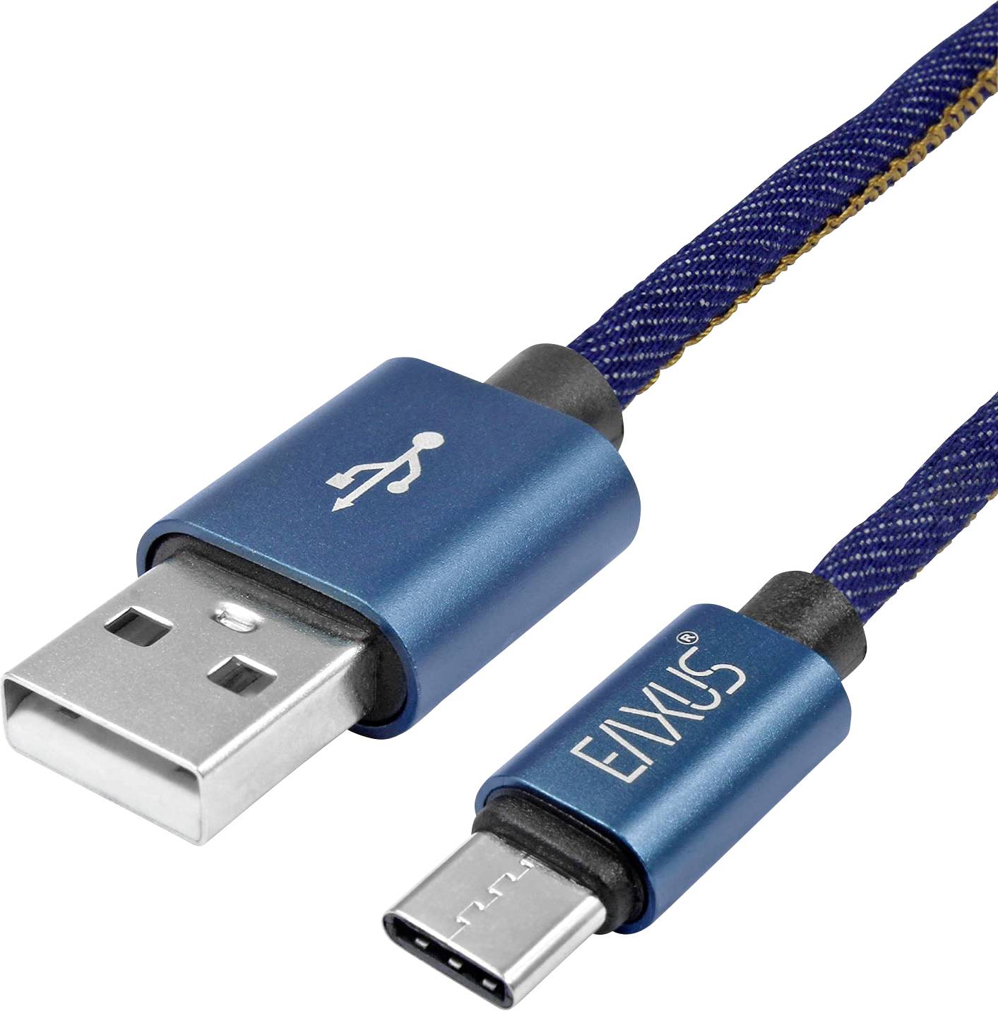 Eaxus USB-Ladekabel USB-A Stecker, USB-C® Stecker 2m Blau 77701