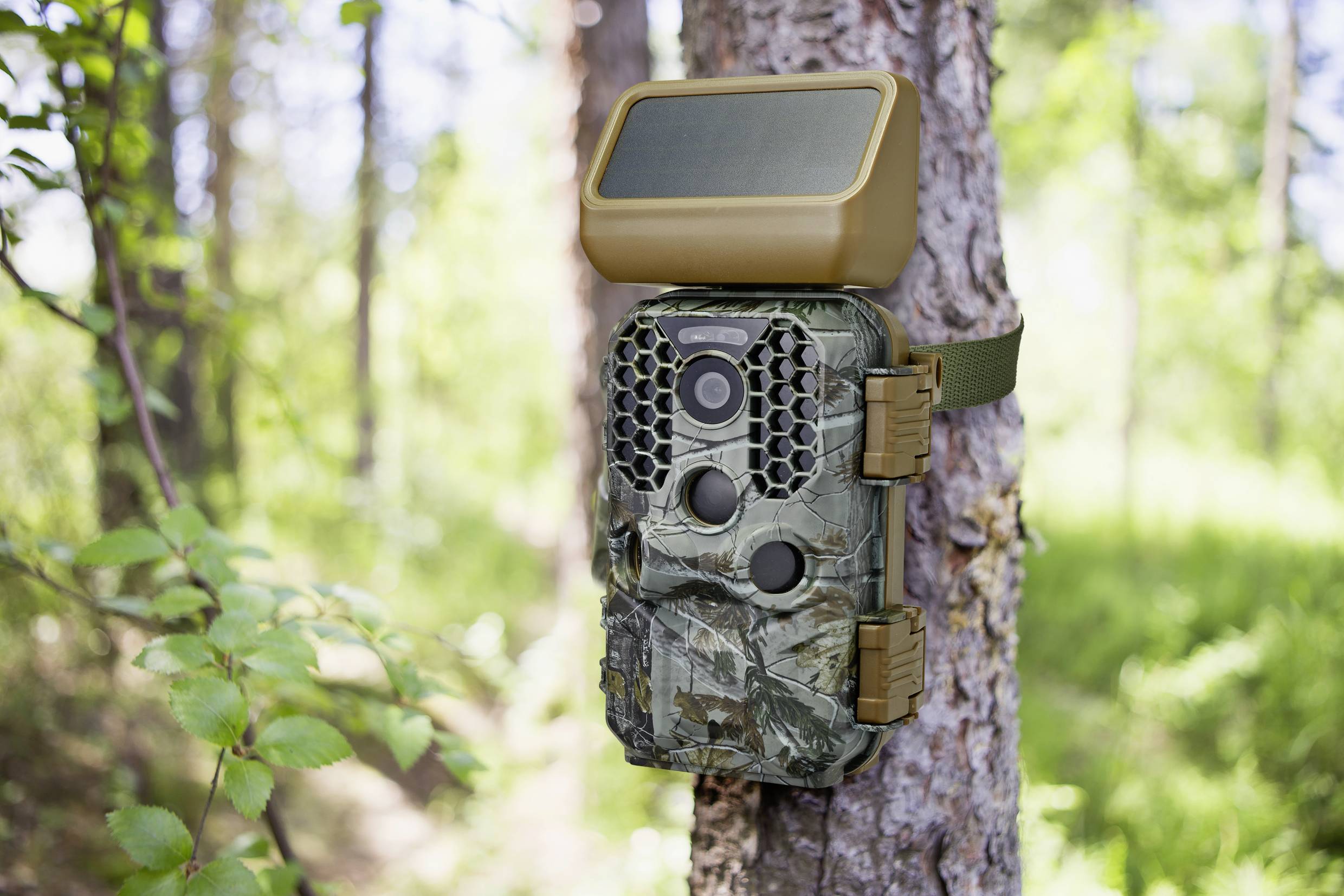 HUNTSOLR100 Wildkamera Auflösung Pixel: 5 Megapixel WLAN, inkl. Solarladegerät mit Li-Ion-Akku Army Grün