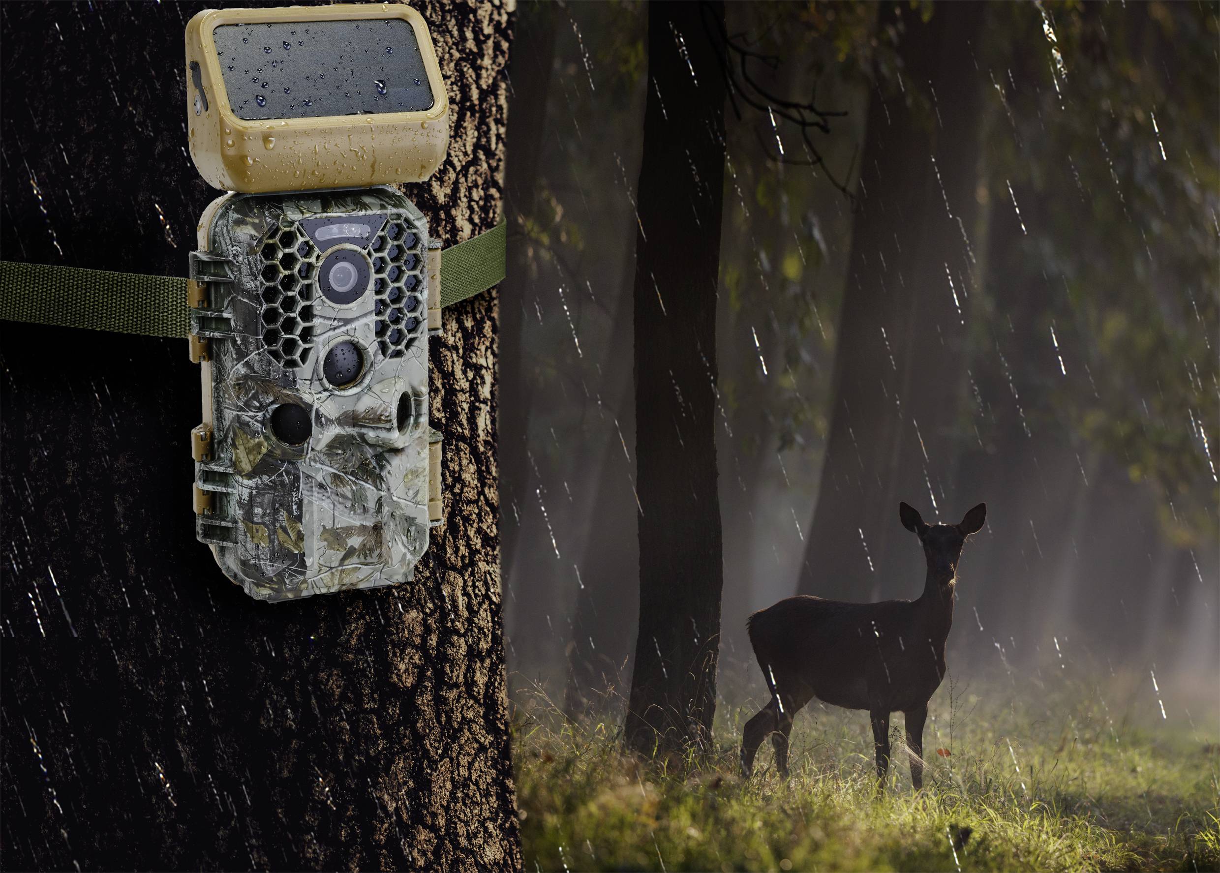 HUNTSOLR100 Wildkamera Auflösung Pixel: 5 Megapixel WLAN, inkl. Solarladegerät mit Li-Ion-Akku Army Grün