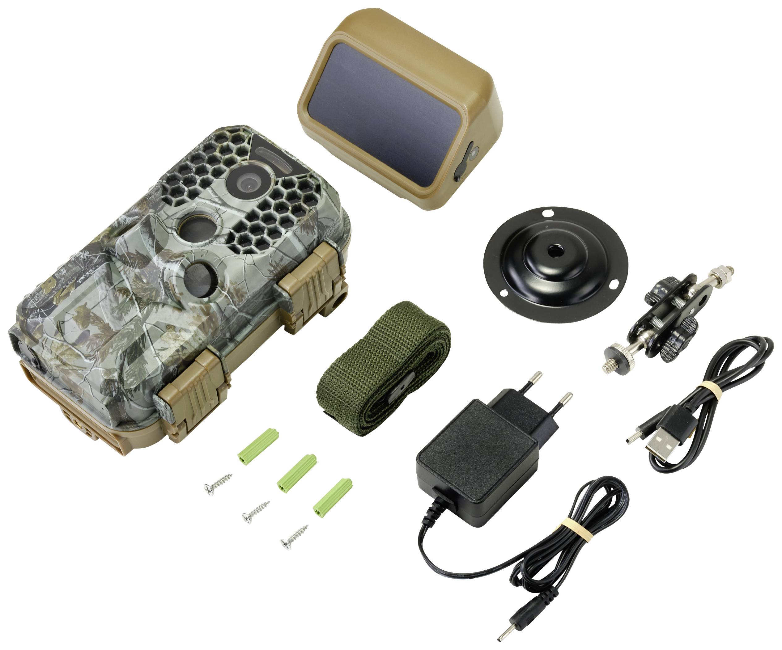 HUNTSOLR100 Wildkamera Auflösung Pixel: 5 Megapixel WLAN, inkl. Solarladegerät mit Li-Ion-Akku Army Grün