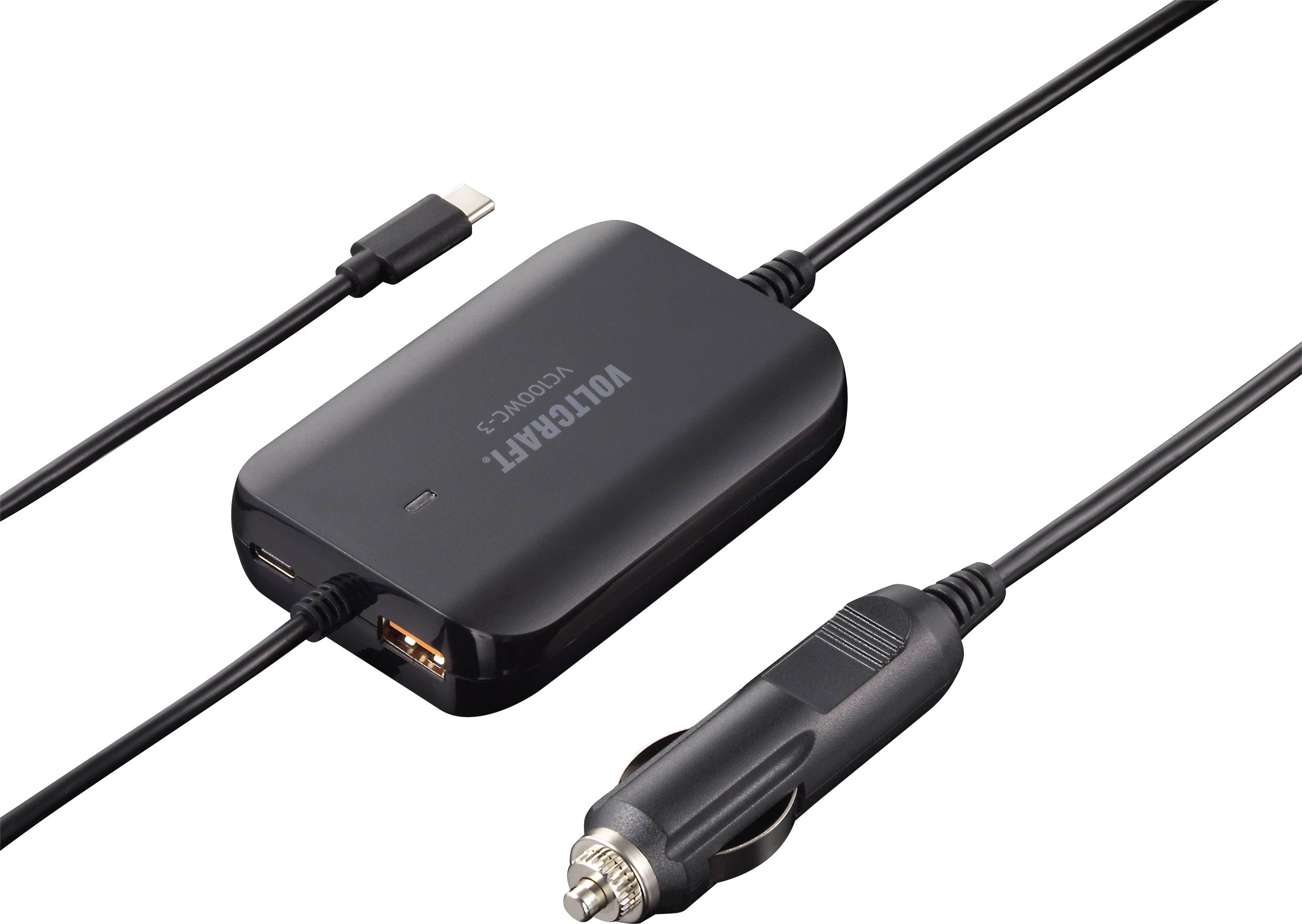 VOLTCRAFT VC100WC-3 USB Ladegerät 100W 1x USB-A, 2x USB-C® USB PD Schwarz KFZ USB Power Delivery (USB-PD)