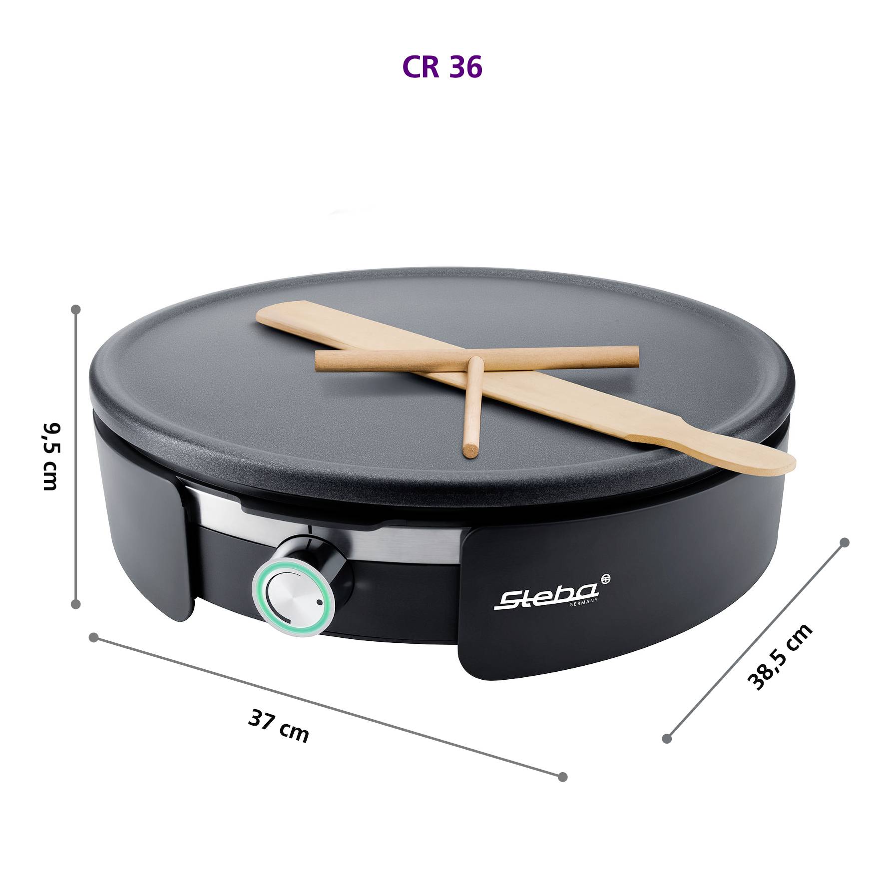 Steba CR 36 187600 Crépes Maker Edelstahl, Schwarz