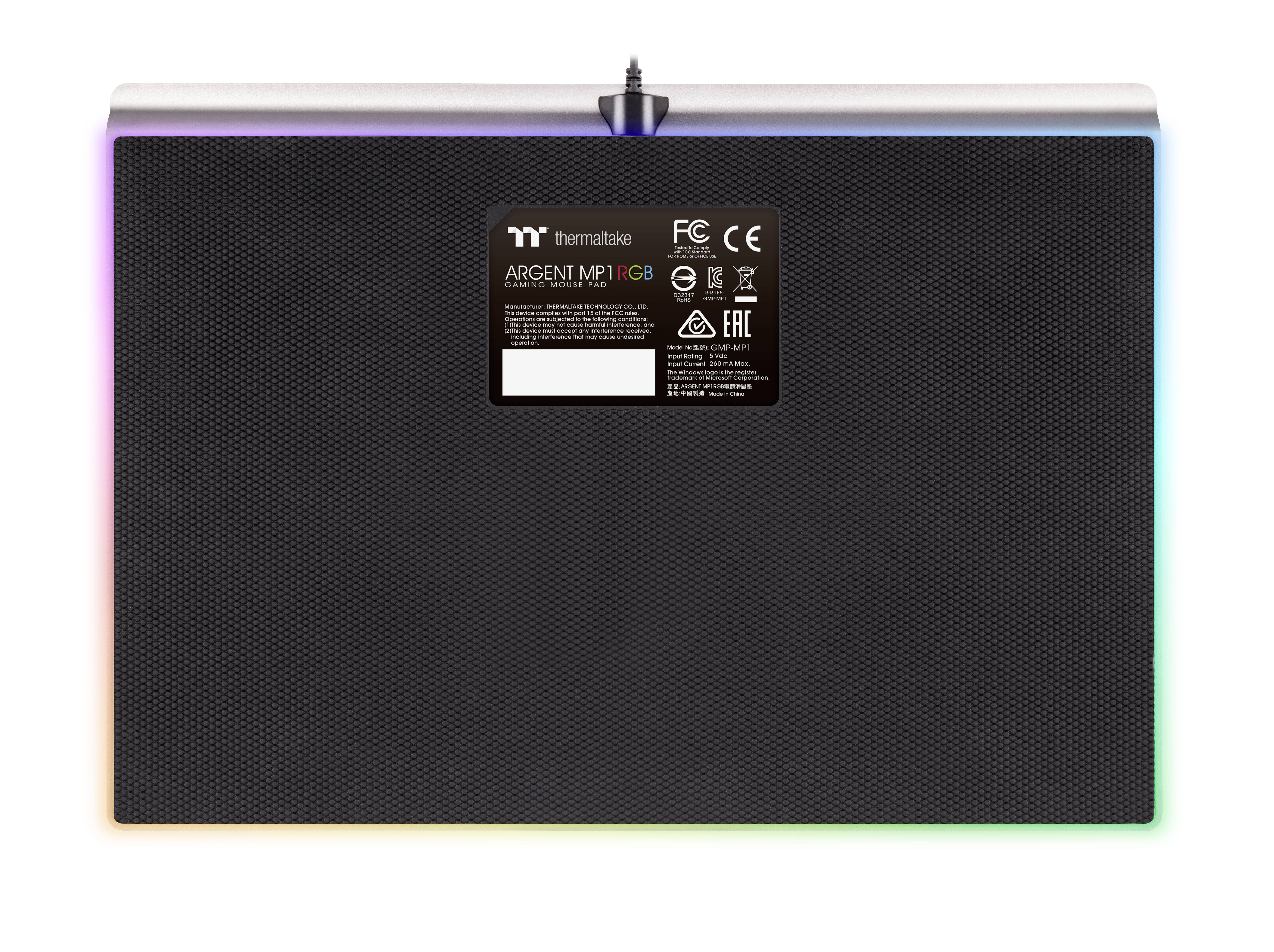 Thermaltake ARGENT MP1 RGB Gaming-Mauspad Beleuchtet Schwarz