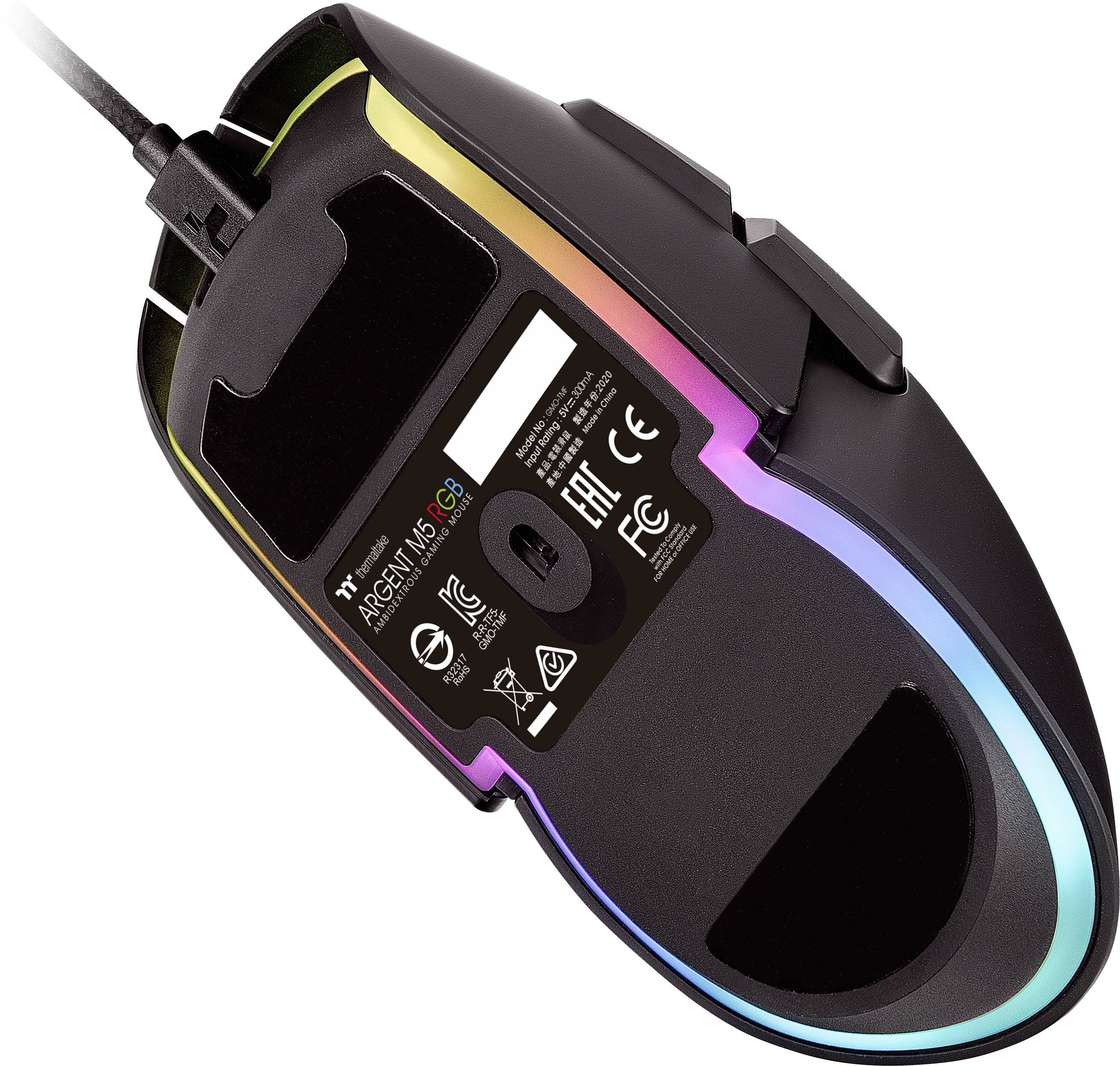Thermaltake Argent M5 RGB Gaming Mouse Gaming-Maus USB Optisch Schwarz 8 Tasten 16000 dpi Beleuchtet