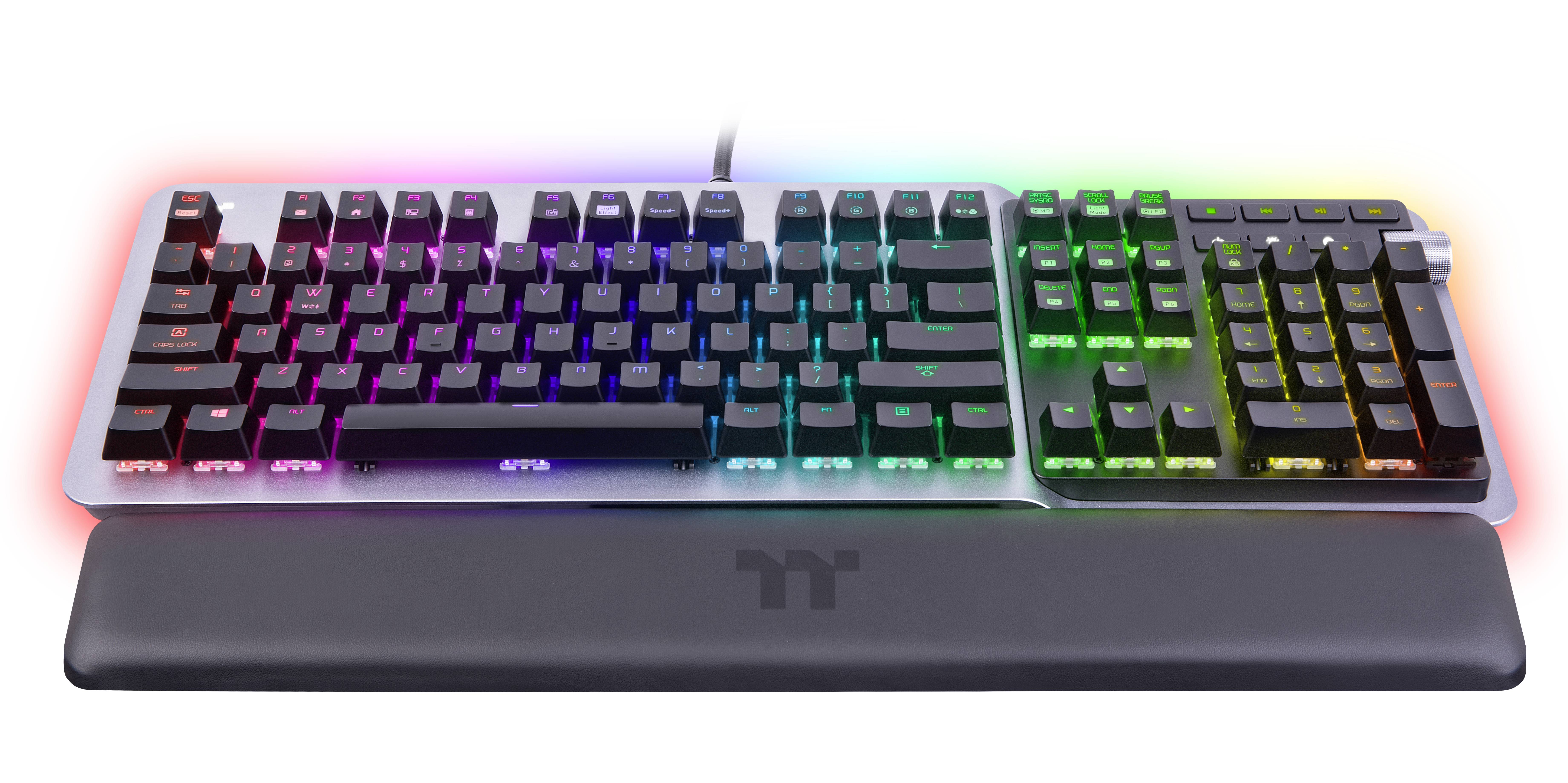 Thermaltake Agent K5 Blue Switch (GER) Kabelgebunden Gaming-Tastatur Deutsch, QWERTZ Titanium Beleuchtet