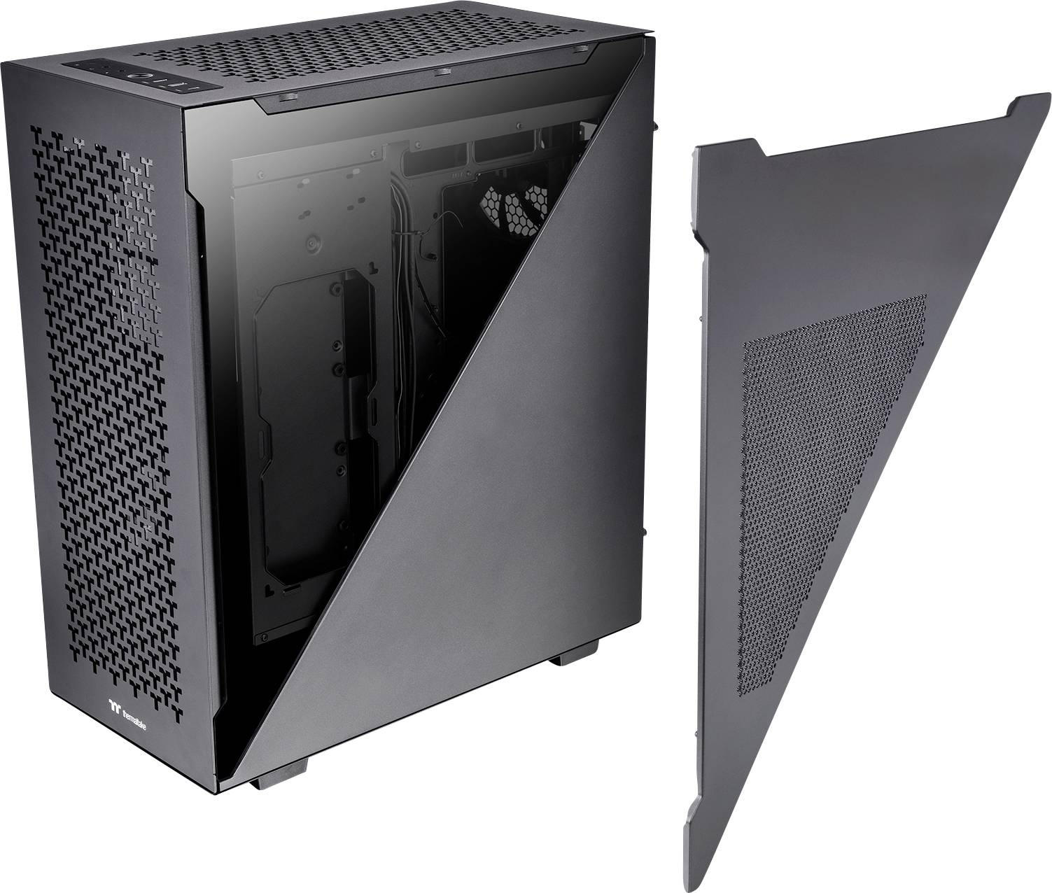 Thermaltake Divider 500 TG Air Black Midi-Tower PC-Gehäuse Schwarz 2 vorinstallierte Lüfter, Seitenfenster, Staubfilter