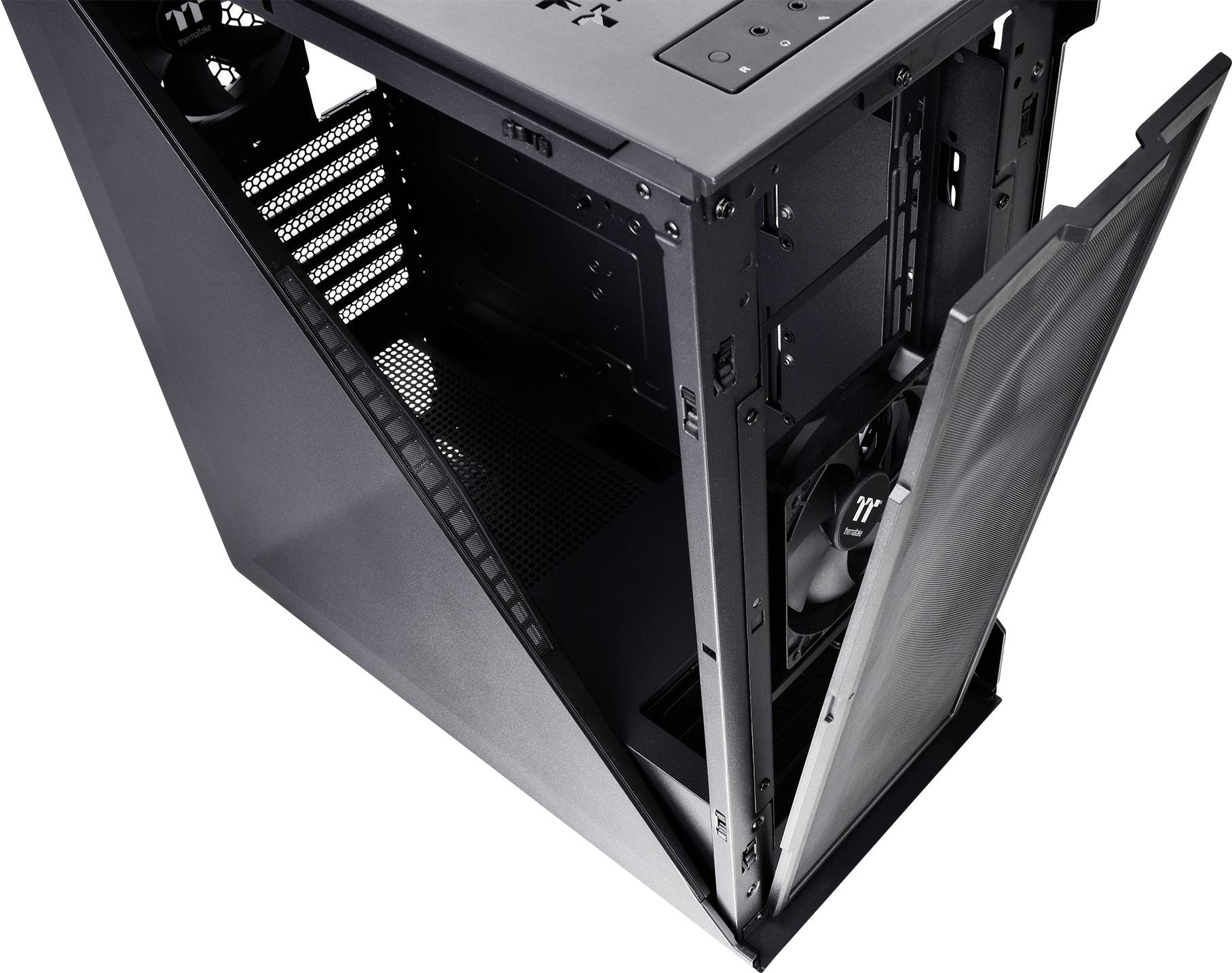 Thermaltake Divider 500 TG Air Black Midi-Tower PC-Gehäuse Schwarz 2 vorinstallierte Lüfter, Seitenfenster, Staubfilter