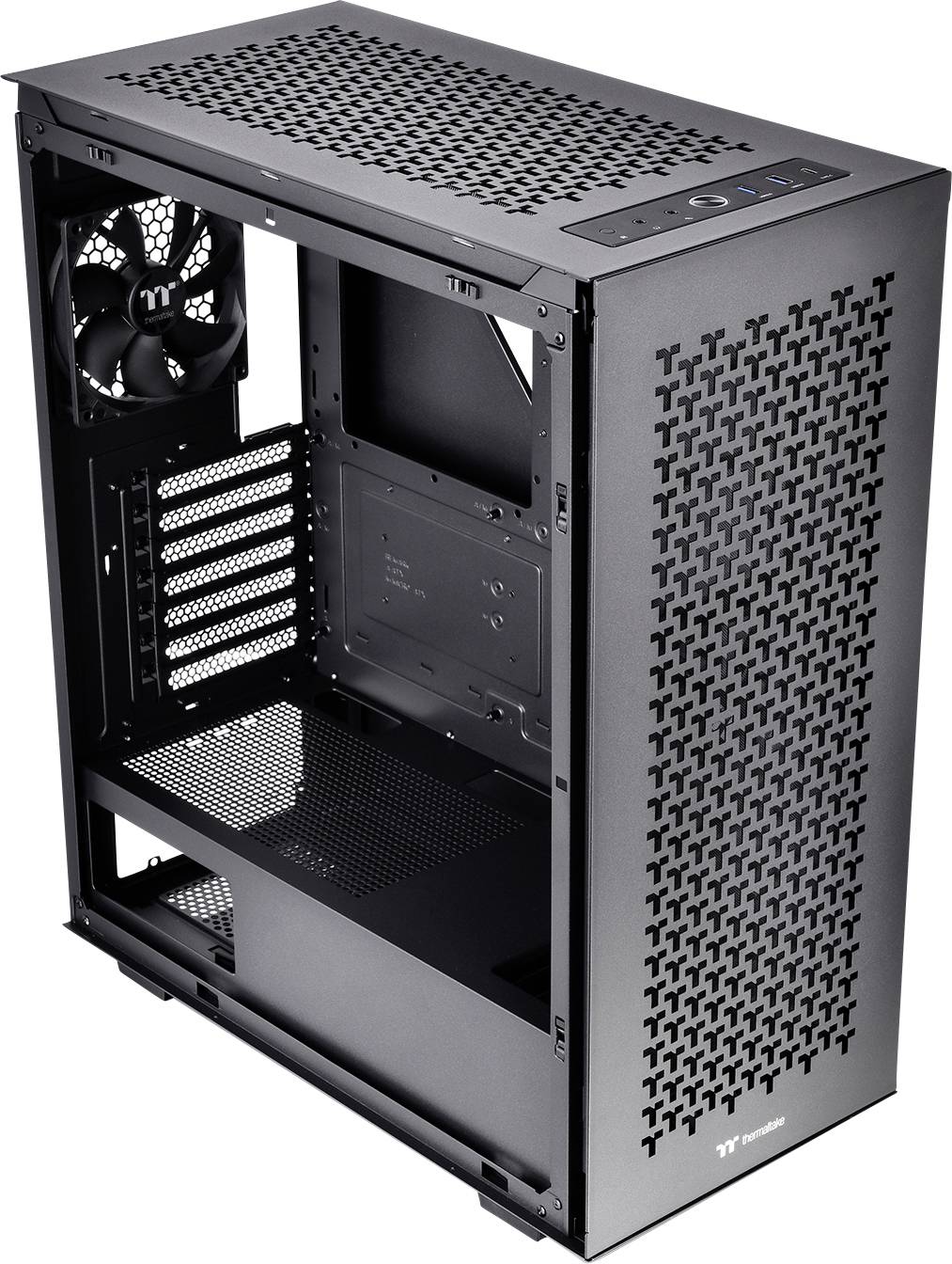 Thermaltake Divider 500 TG Air Black Midi-Tower PC-Gehäuse Schwarz 2 vorinstallierte Lüfter, Seitenfenster, Staubfilter