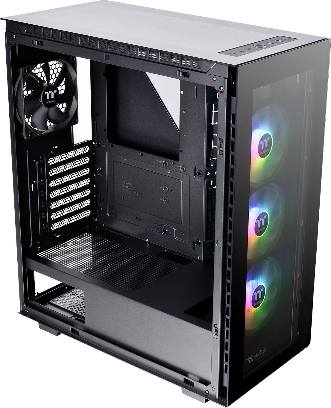 Thermaltake Divider 500 TG ARGB Midi-Tower PC-Gehäuse Schwarz 3 Vorinstallierte LED Lüfter, 1 vorinstallierter Lüfter