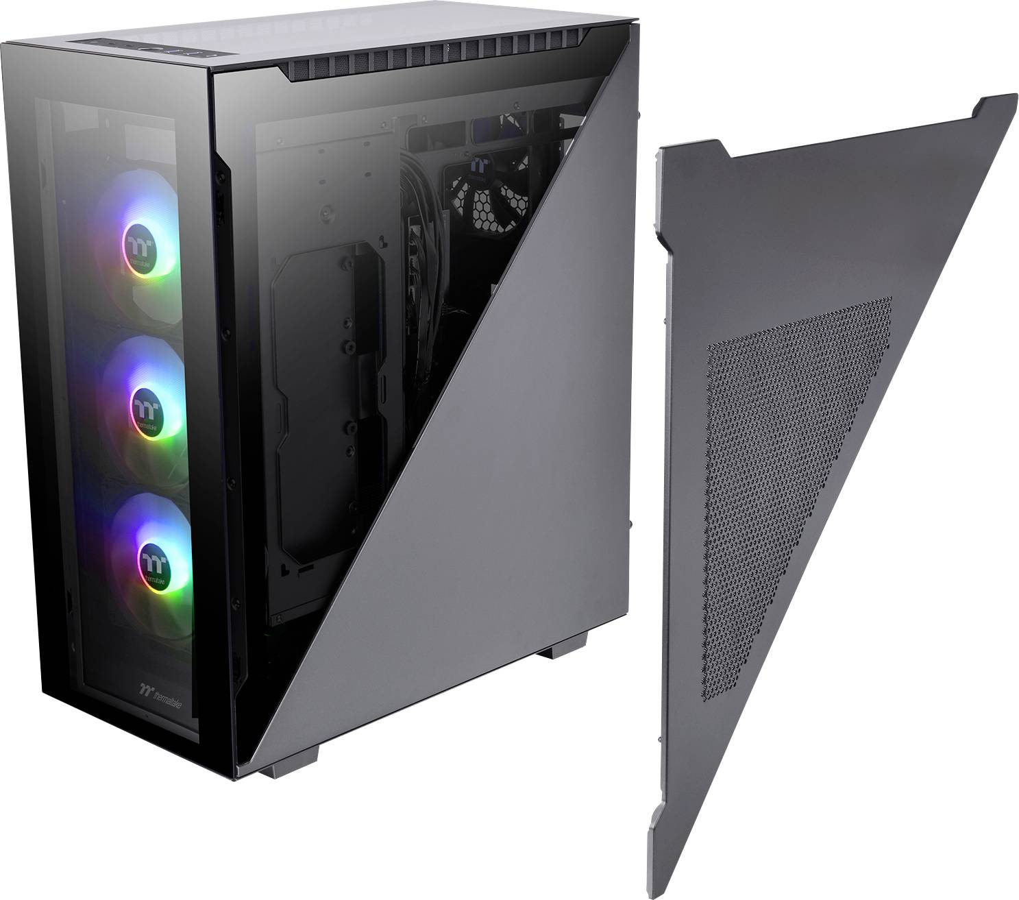 Thermaltake Divider 500 TG ARGB Midi-Tower PC-Gehäuse Schwarz 3 Vorinstallierte LED Lüfter, 1 vorinstallierter Lüfter