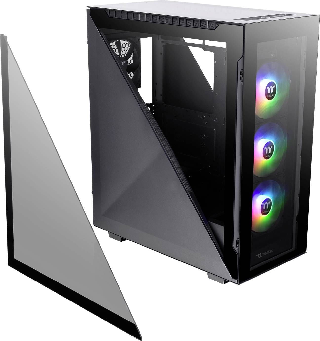 Thermaltake Divider 500 TG ARGB Midi-Tower PC-Gehäuse Schwarz 3 Vorinstallierte LED Lüfter, 1 vorinstallierter Lüfter