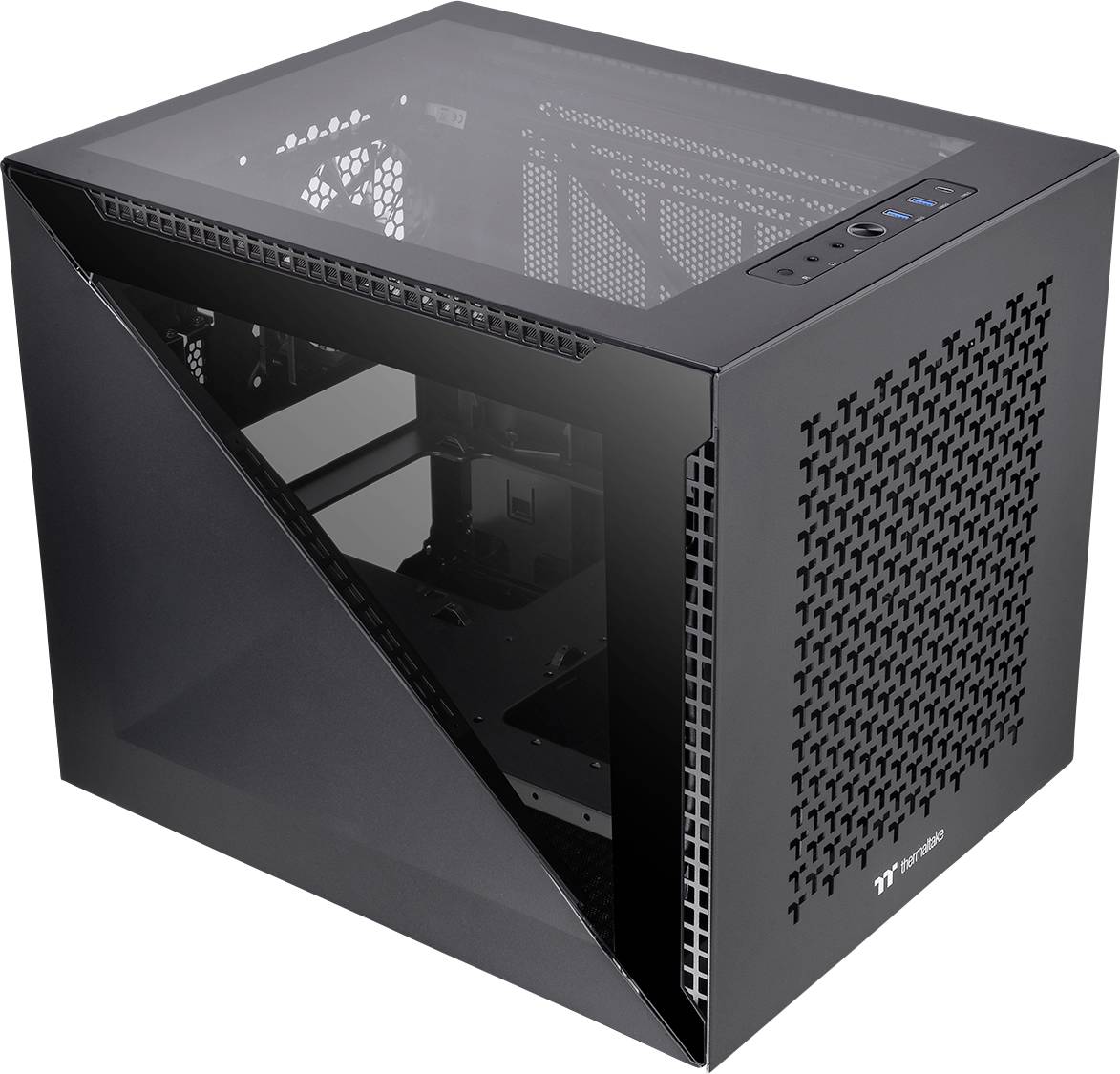 Thermaltake Divider 200 TG Air Black Micro-Tower PC-Gehäuse Schwarz 2 vorinstallierte Lüfter, Seitenfenster, Staubfilter