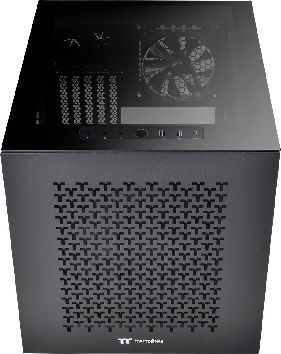 Thermaltake Divider 200 TG Air Black Micro-Tower PC-Gehäuse Schwarz 2 vorinstallierte Lüfter, Seitenfenster, Staubfilter