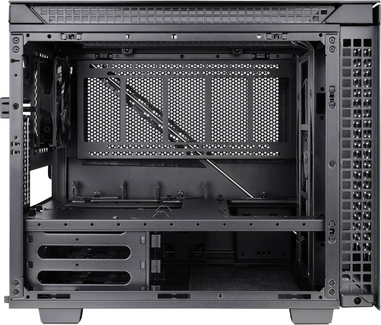 Thermaltake Divider 200 TG Air Black Micro-Tower PC-Gehäuse Schwarz 2 vorinstallierte Lüfter, Seitenfenster, Staubfilter