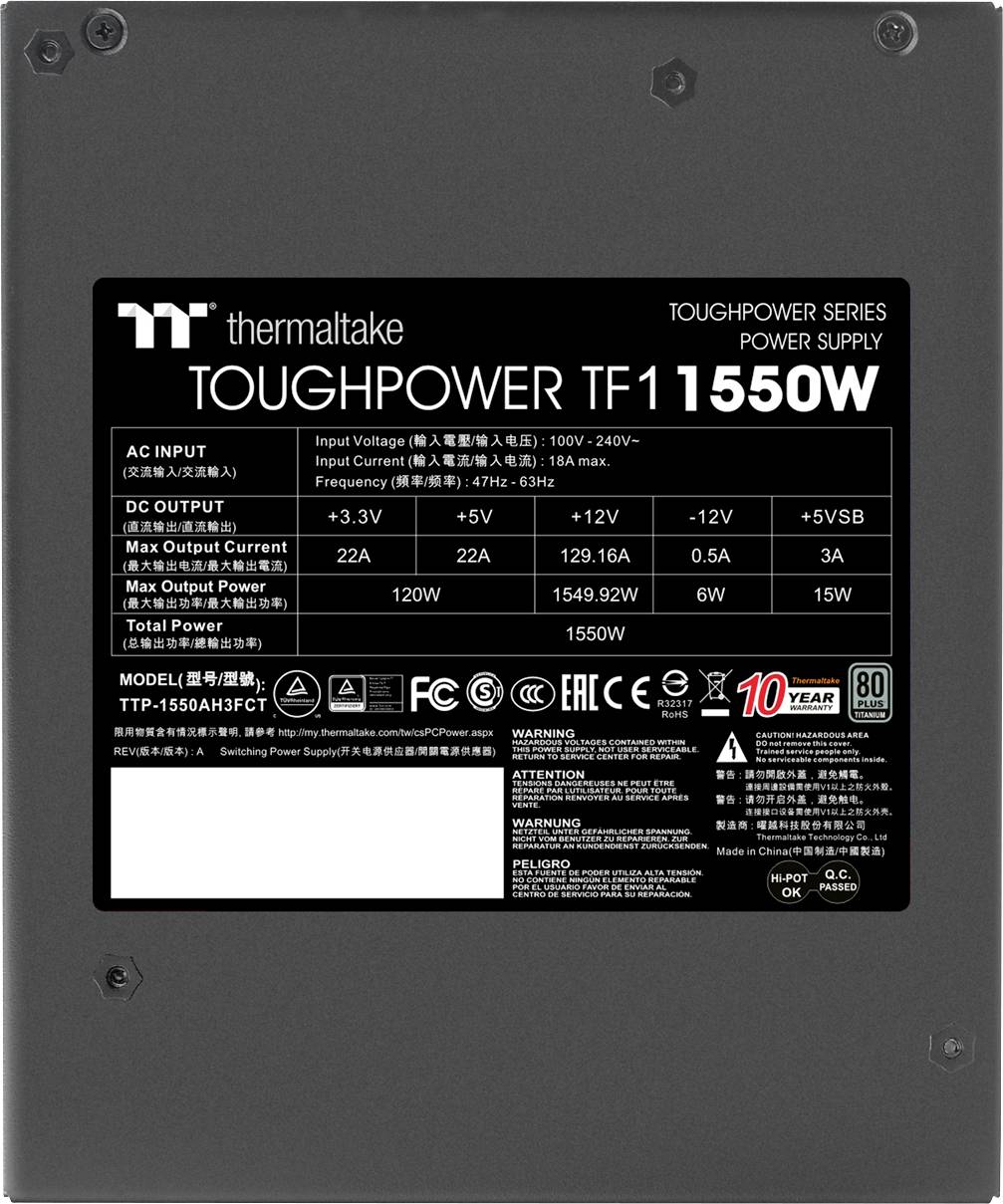 Thermaltake Toughpower TF1 PC Netzteil 1550W ATX 80PLUS® Titanium