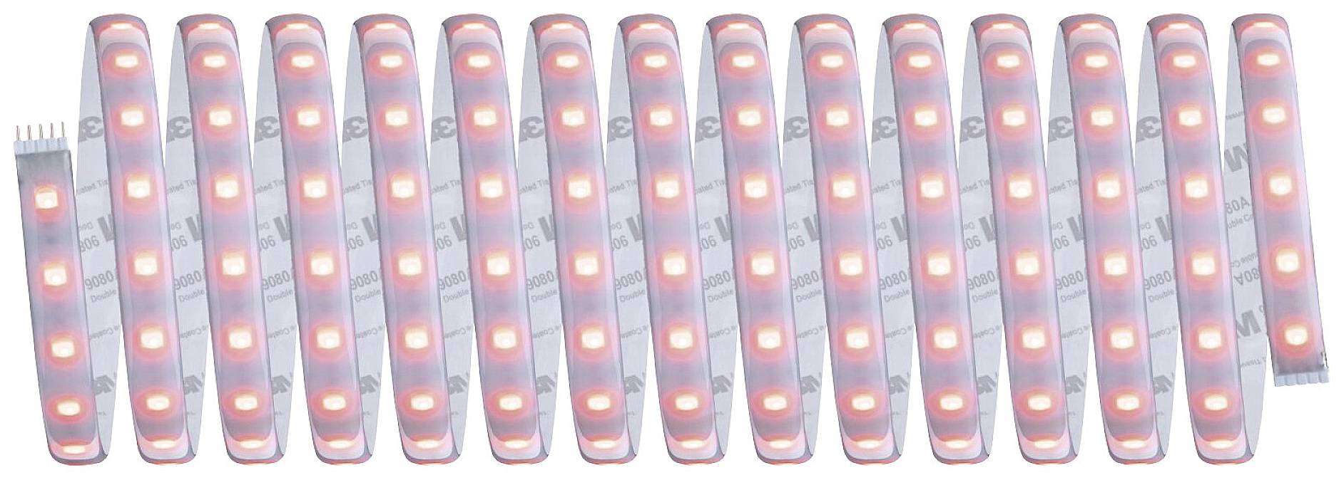 Rote LED-Leiste mit mehreren Lichtern in einer geraden Reihe.