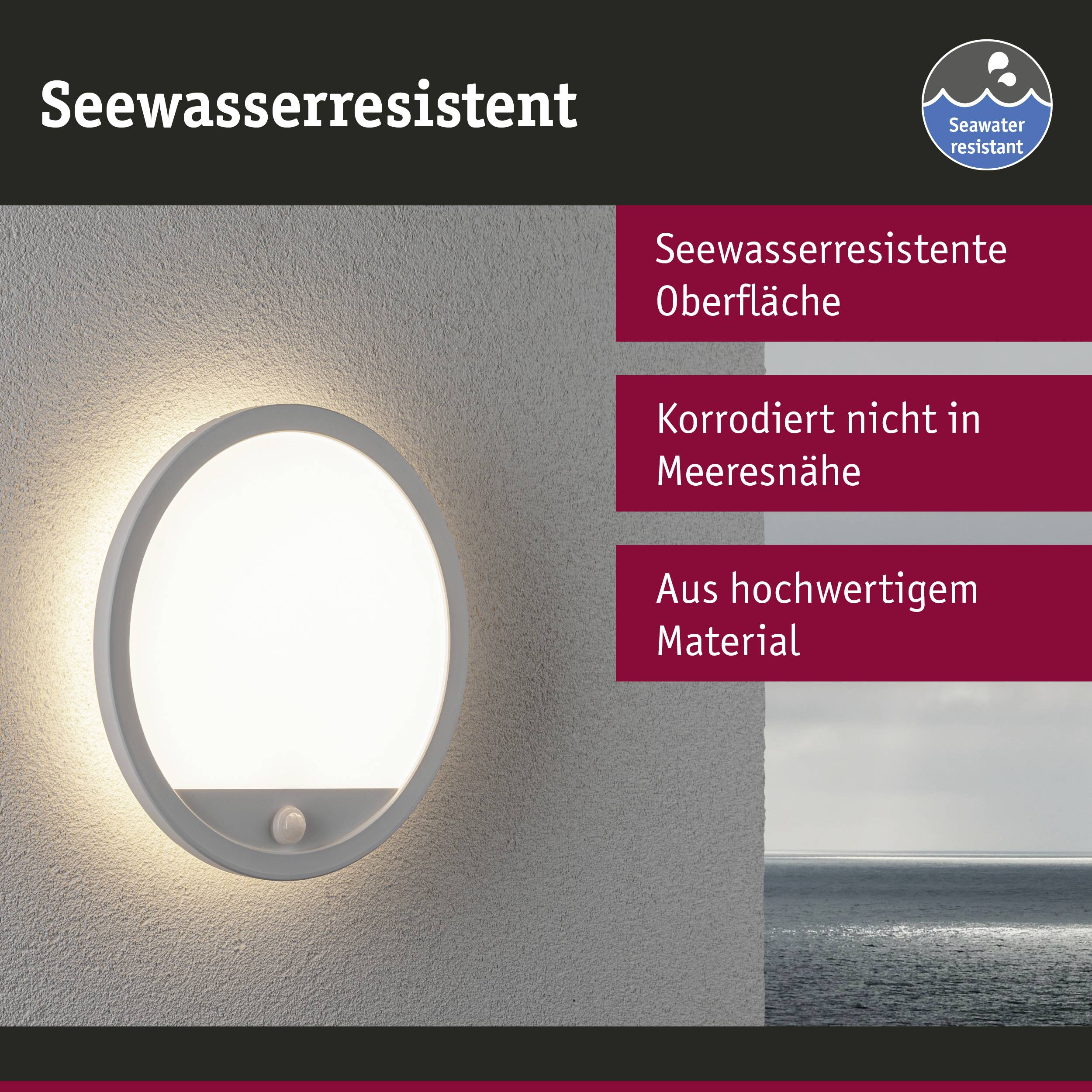 Paulmann Lamina PIR 94662 LED-Außenwandleuchte mit Bewegungsmelder 15W Weiß