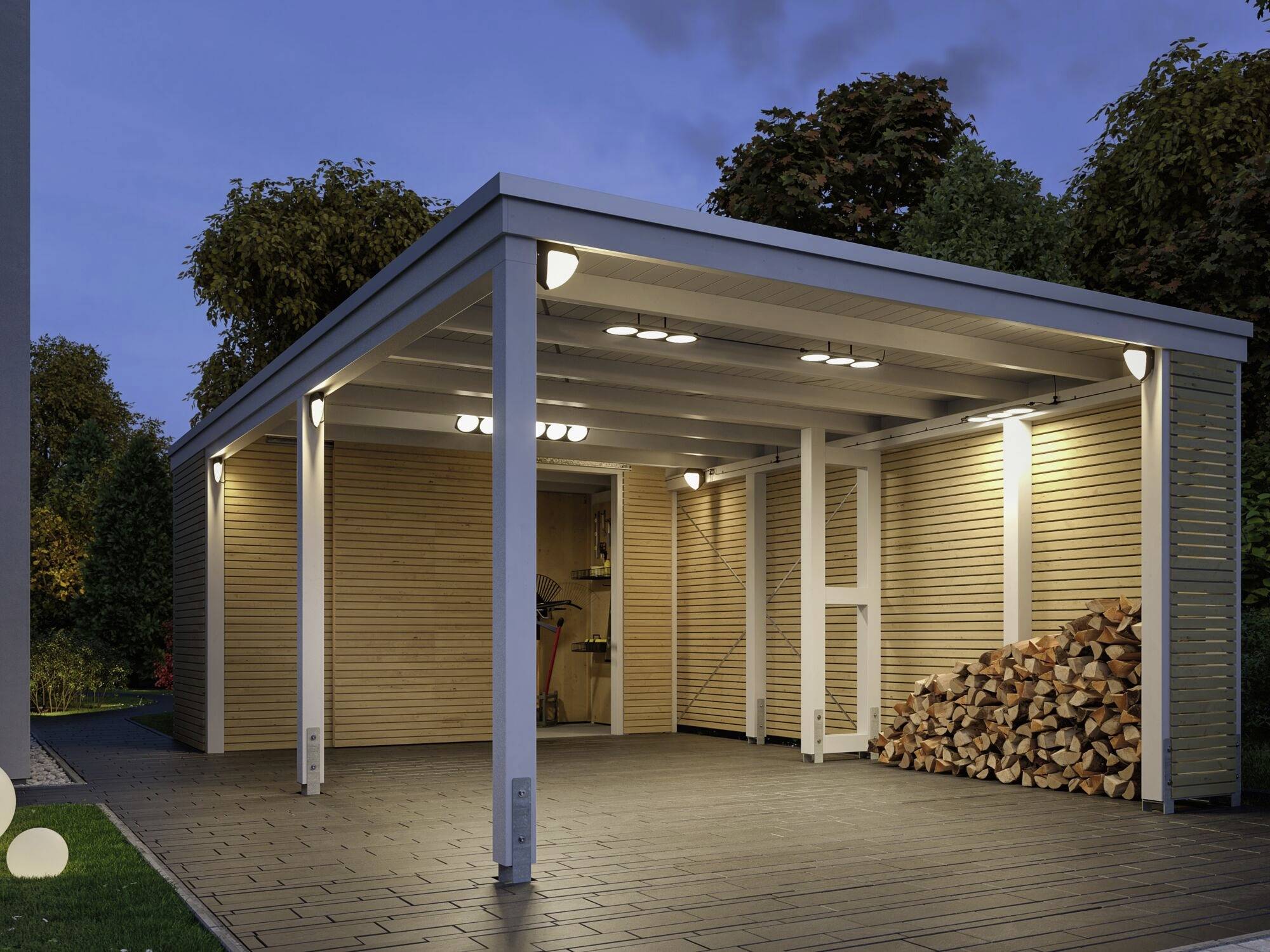 Paulmann 94518 Ikosea Park + Light Carportleuchten-System 5.6W Warmweiß Anthrazit