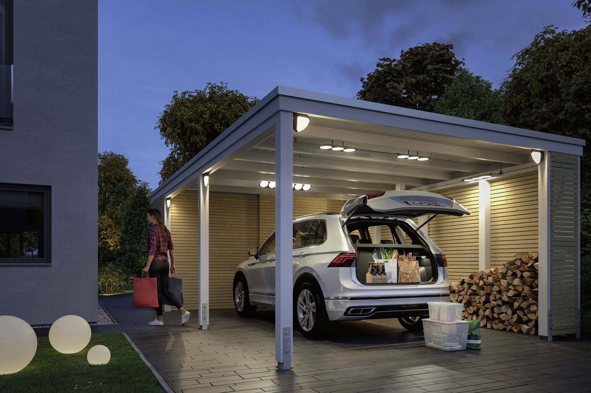 Paulmann 94518 Ikosea Park + Light Carportleuchten-System 5.6W Warmweiß Anthrazit