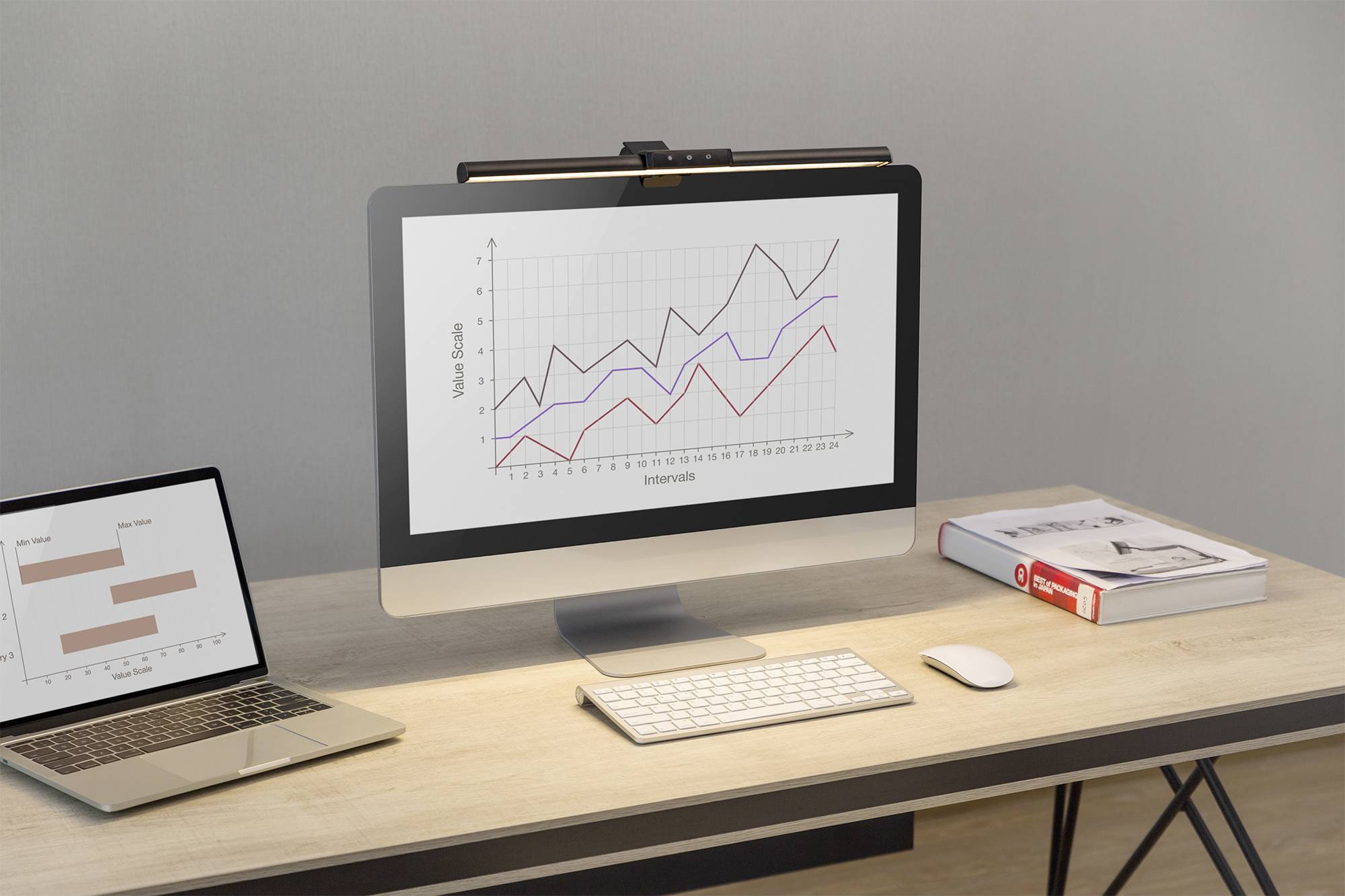 Digitus LED-Lichtleiste DA-90415 EEK F (A - G) LED-Monitorleiste Licht 5W, 250lm, Klemme, schwarz