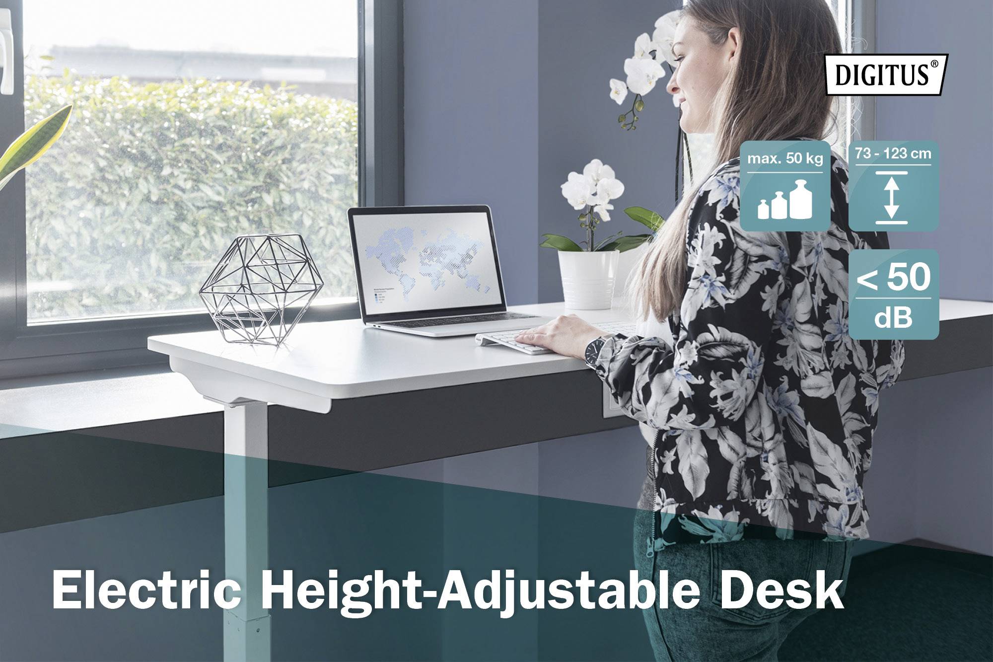 Digitus Sitz-/Steh-Schreibtisch DA-90407 Weiß DA-90407 max. Höhe: 123cm