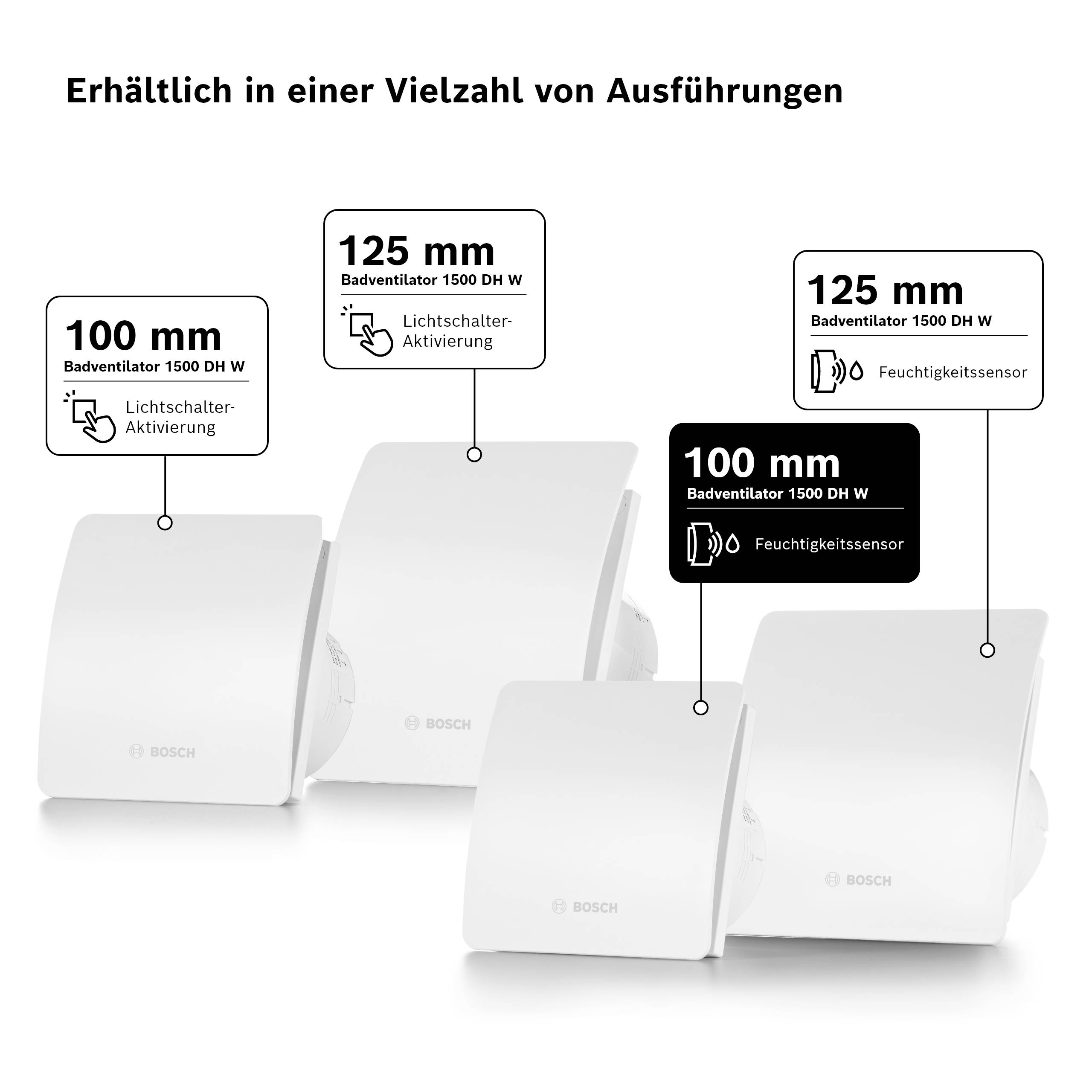 Bosch Home Comfort Fan 1500 W100 Wandlüfter 230V 95 m³/h 100mm